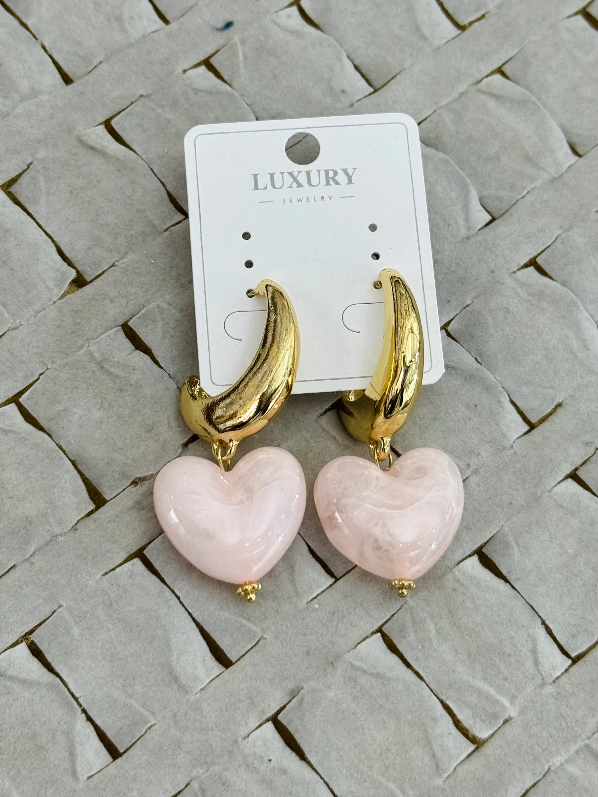 Özel Seri Toz Pembe Kalp Küpe