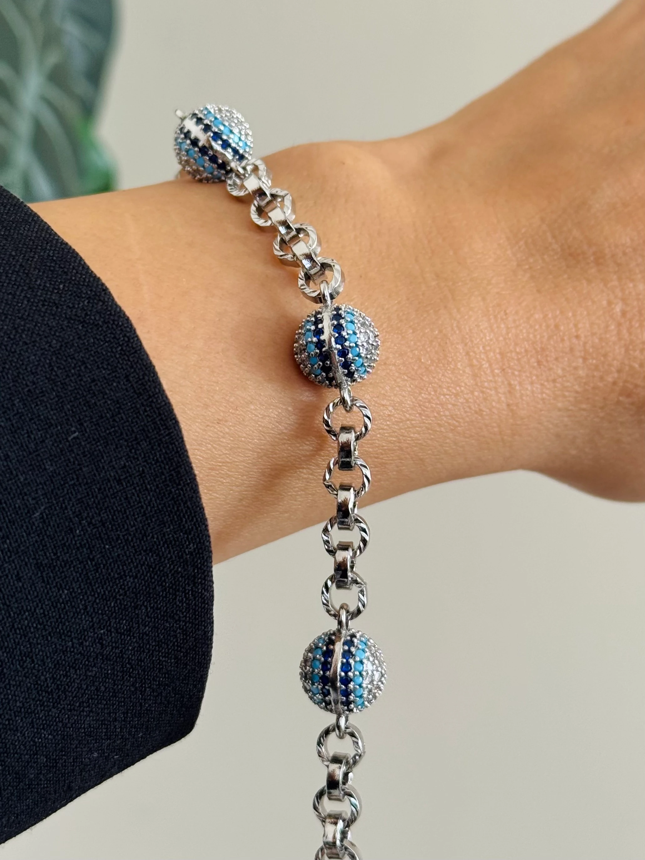 Xuping 14K Beyaz Altın Renk Nazar Bileklik