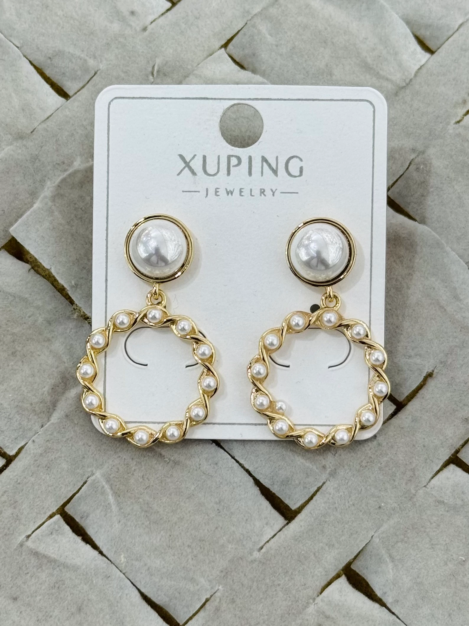 Xuping 14K İncili Halka Küpe