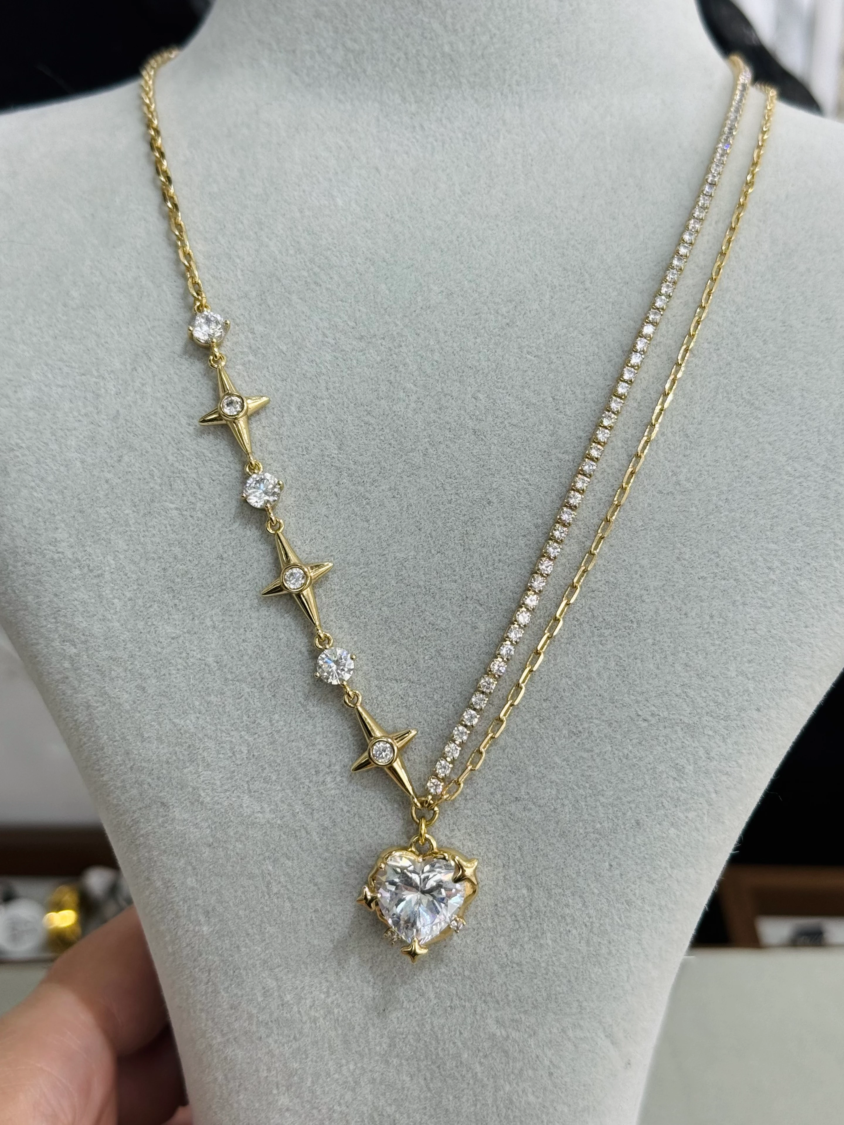 Xuping 14K Kalp Taşlı Kolye