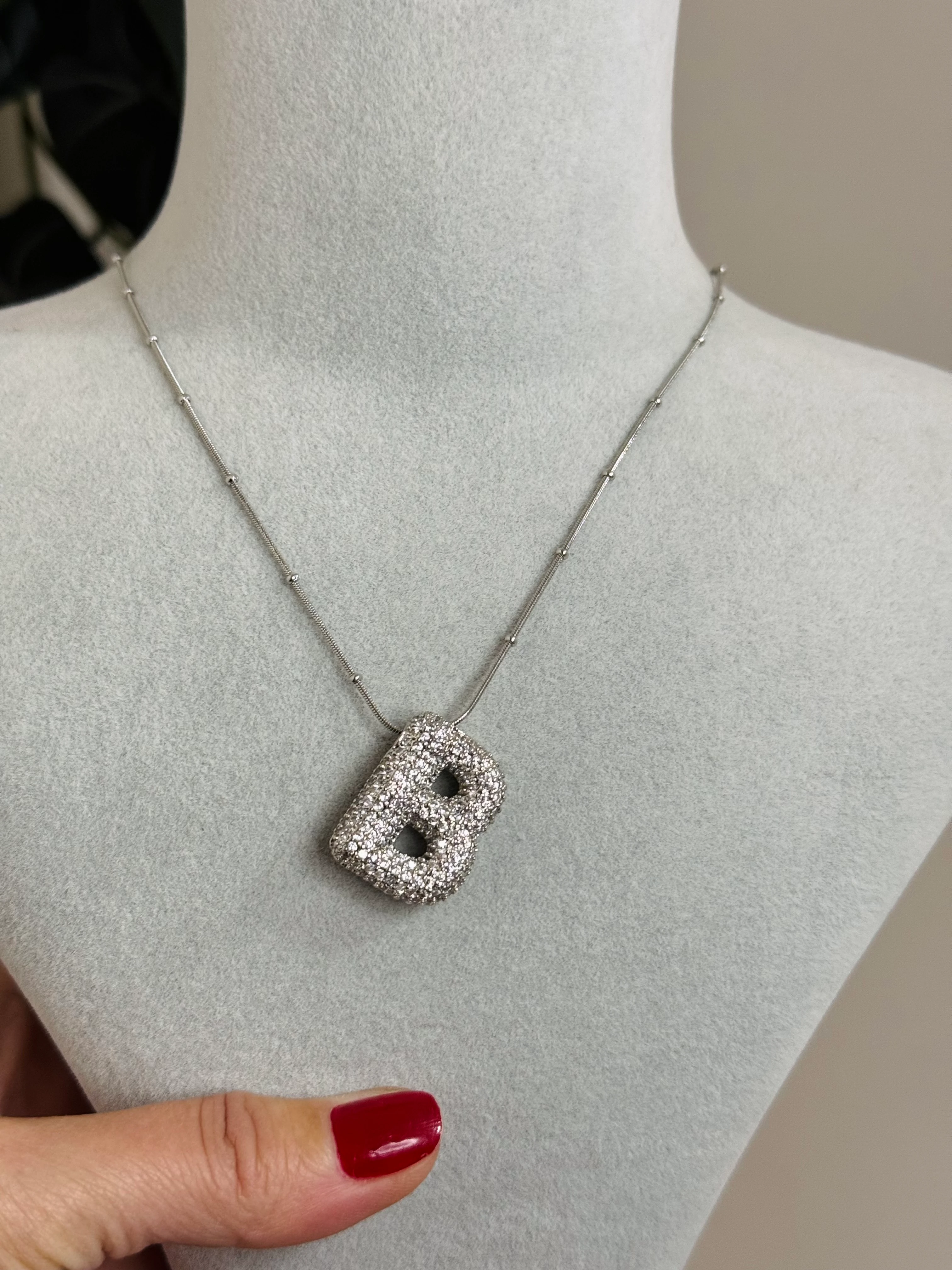 Çelik Taşlı Harf Kolye