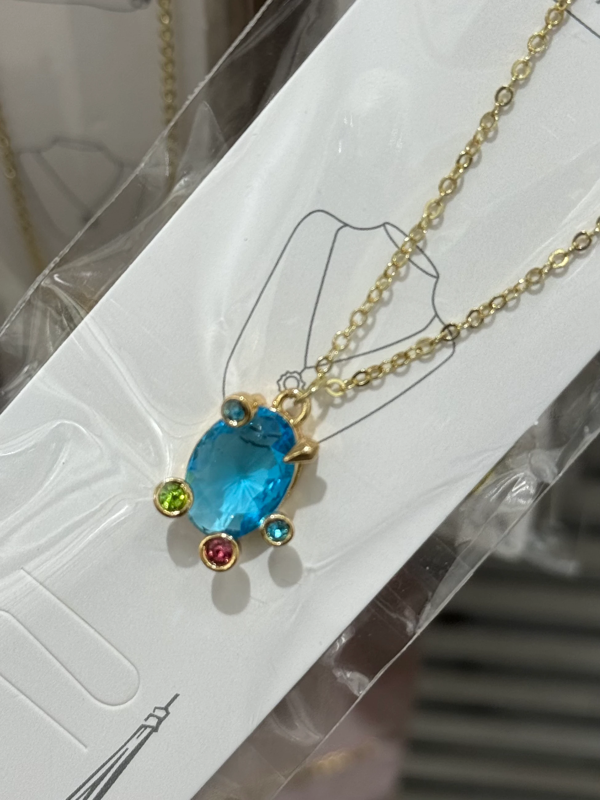 Çelik Mavi Taşlı Kolye