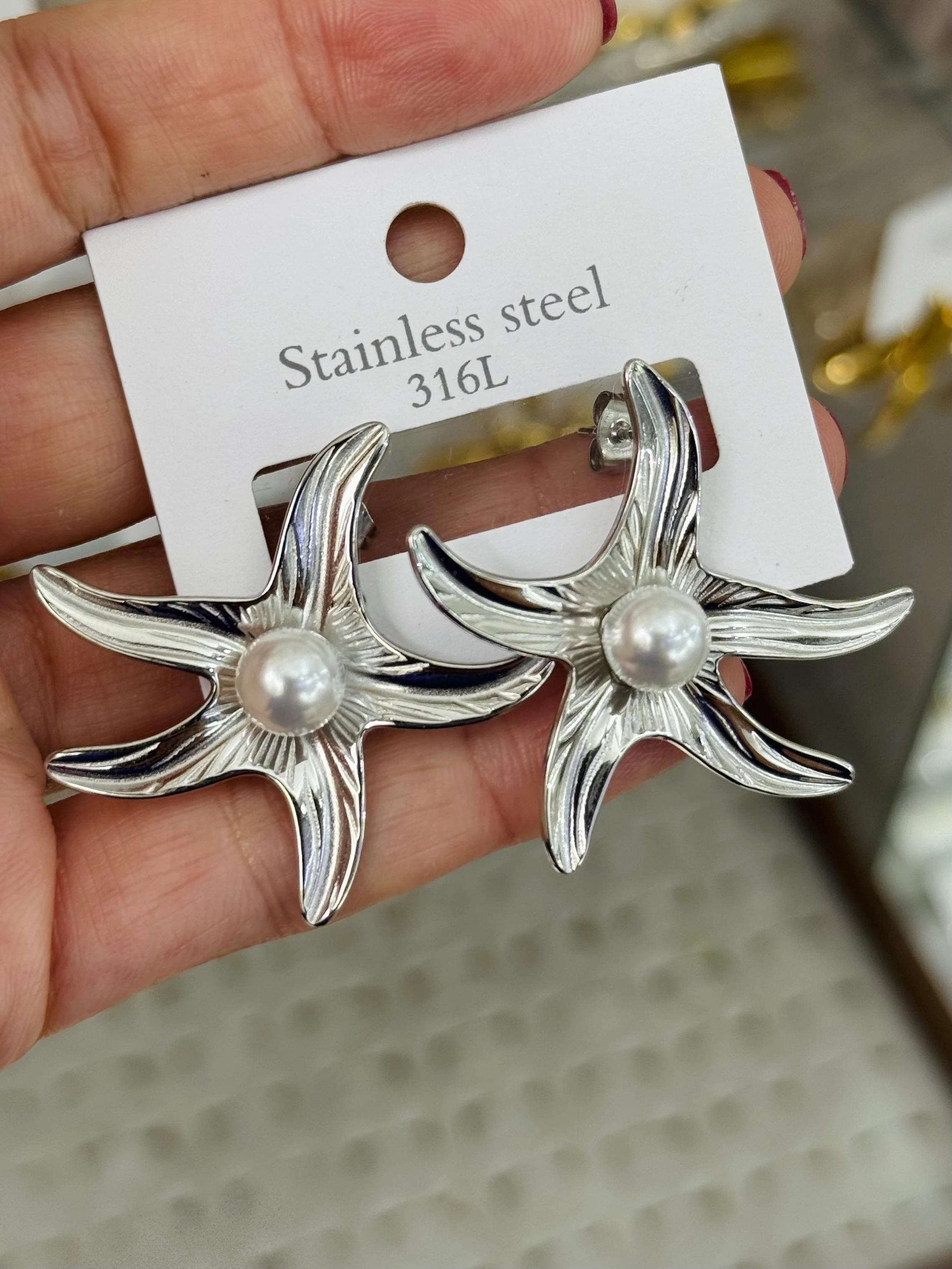 Çelik Yıldız İnci Küpe