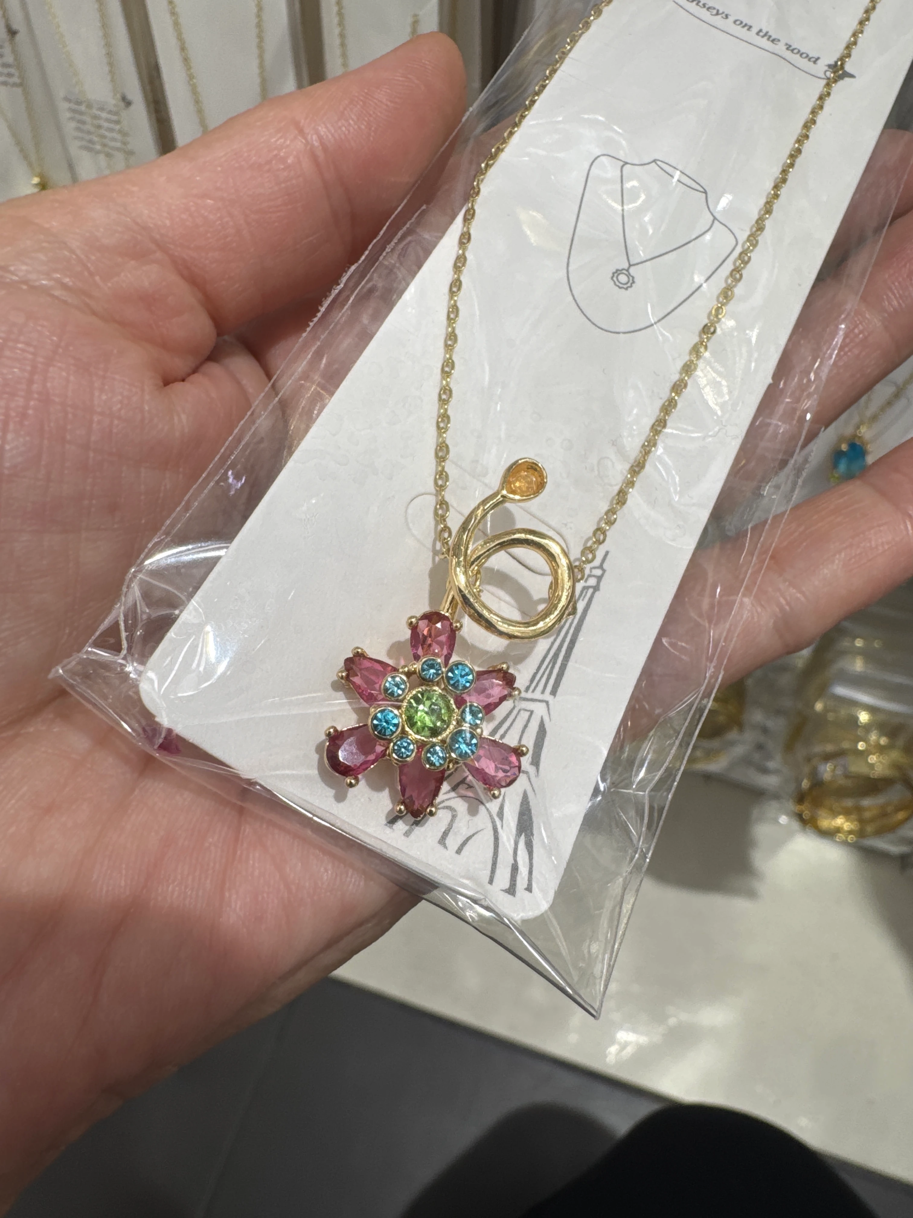 Çelik Idyllia Mavi Taşlı Çiçek Kolye