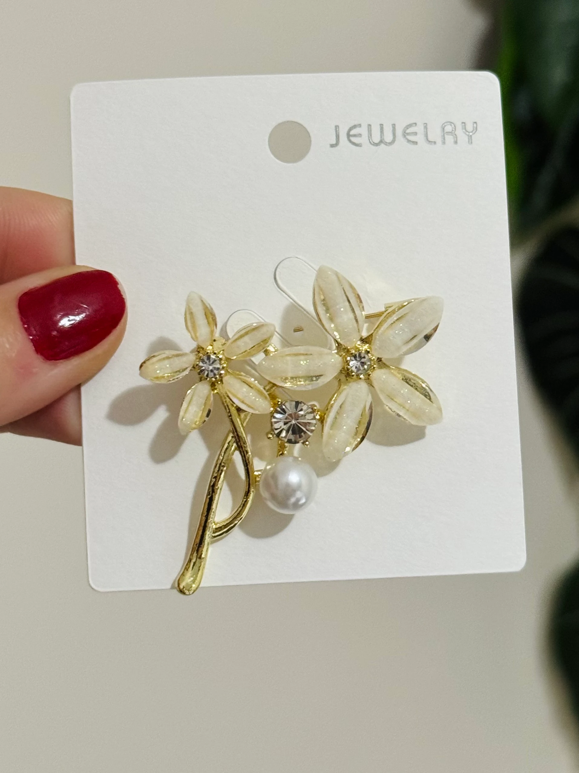 İncili Çiçek Broş