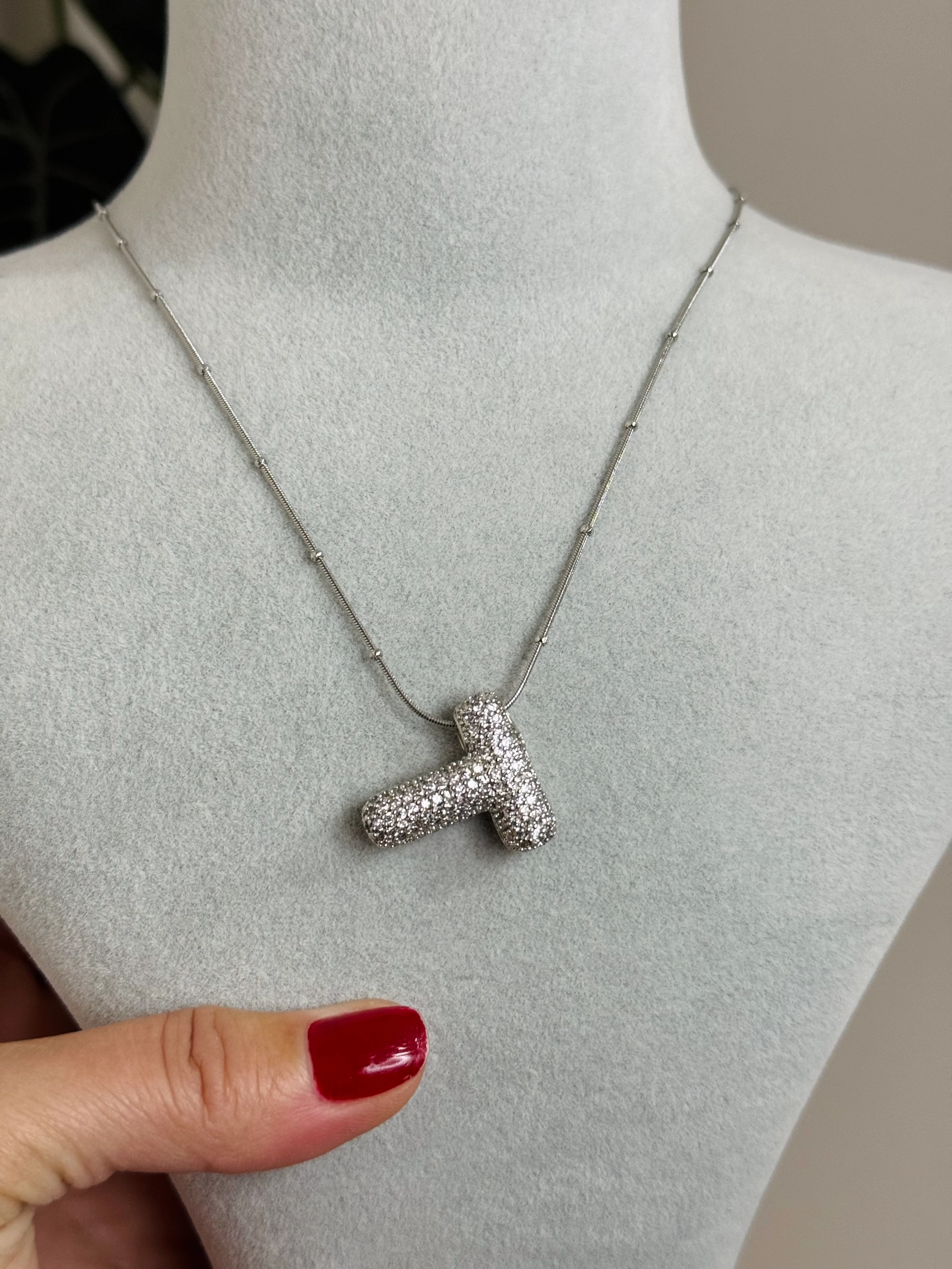 Çelik Taşlı Harf Kolye