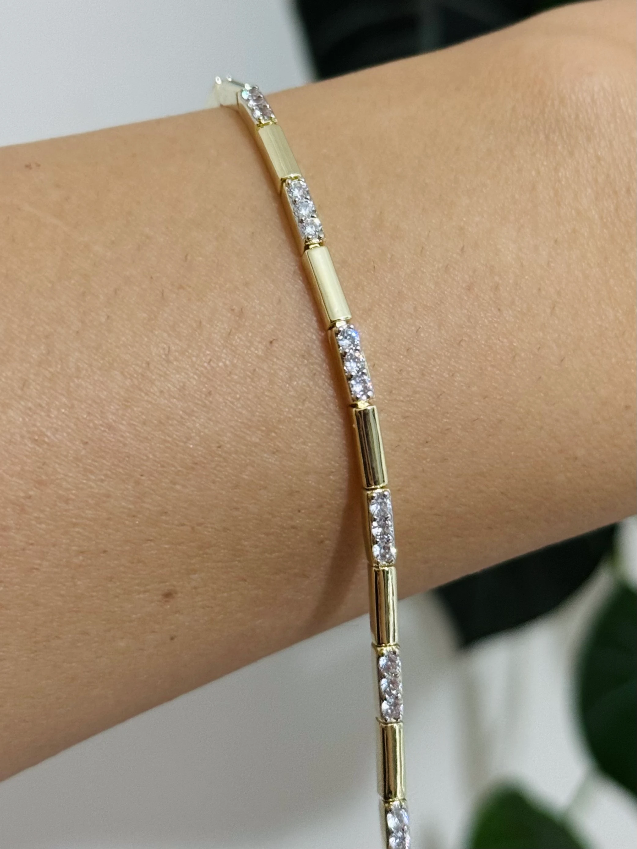 Altın Kaplama 14K Taşlı Çubuk Bileklik