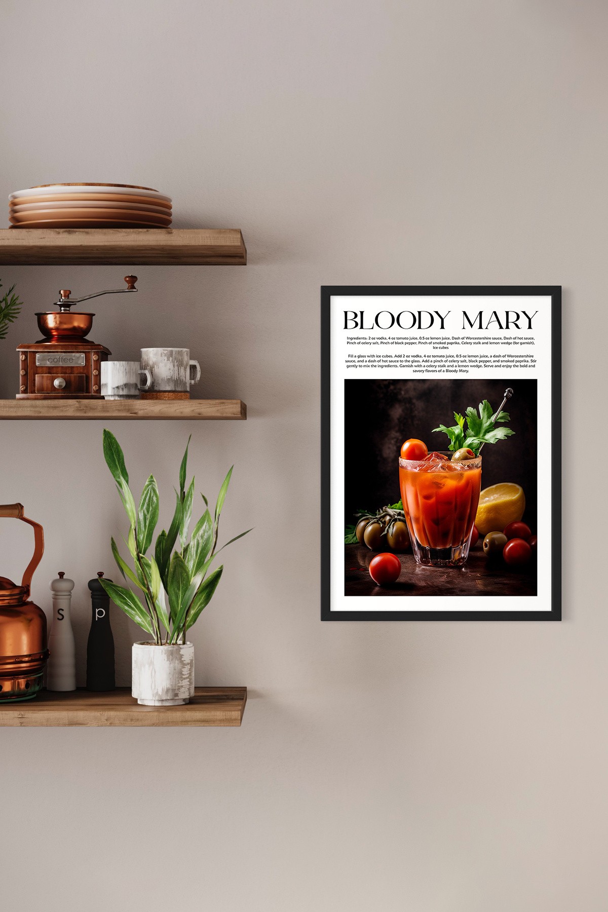 Bloody Mary Tasarımlı Kokteyl Koleksiyonu Çerçevesiz Poster