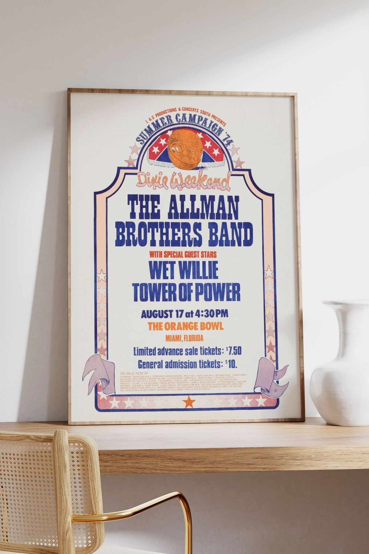 The Allman Brothers Konser Tasarımlı Retro Çerçevesiz Poster