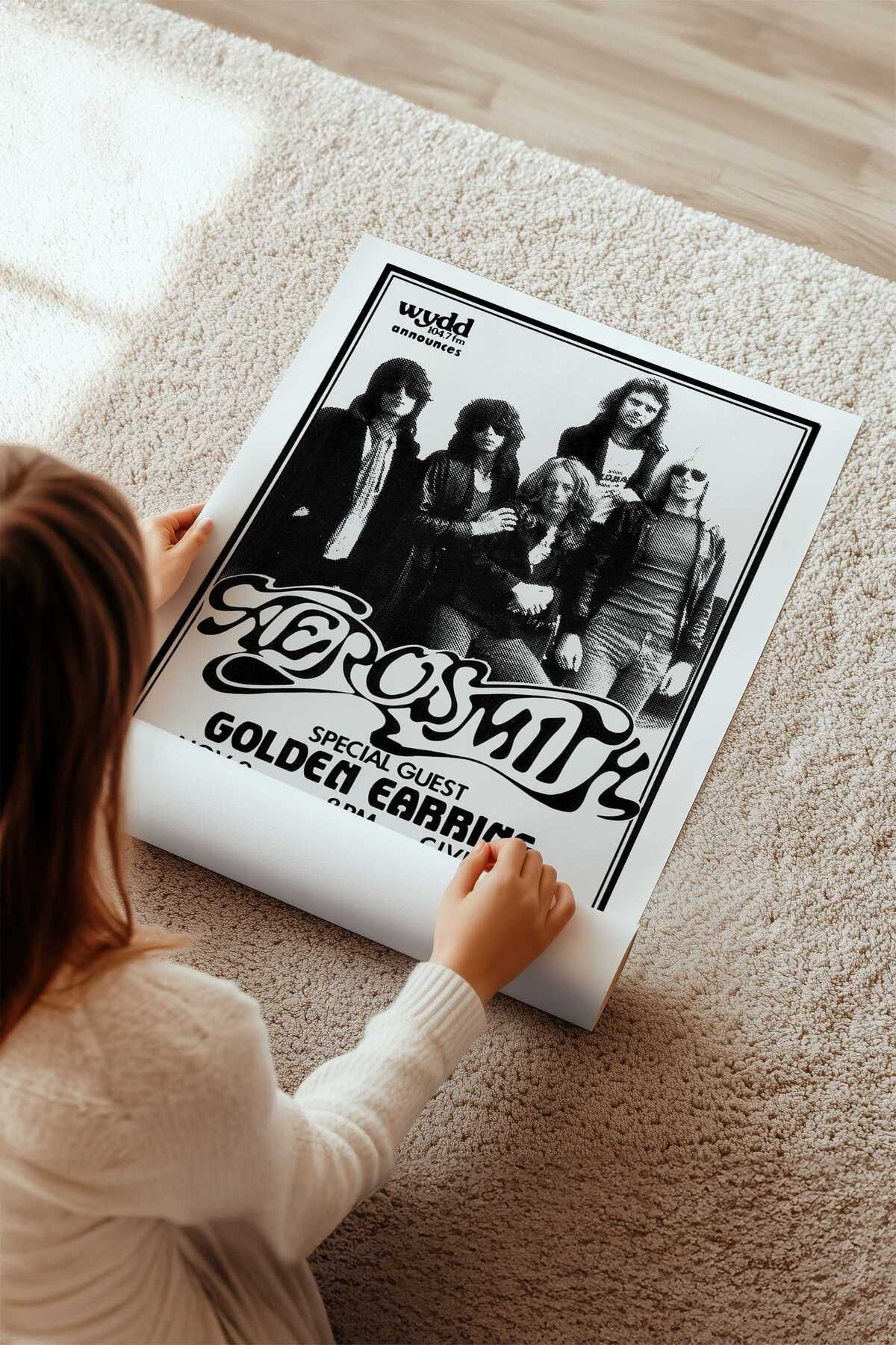 Aerosmith Konser Tasarımlı Retro Çerçevesiz Poster No:2
