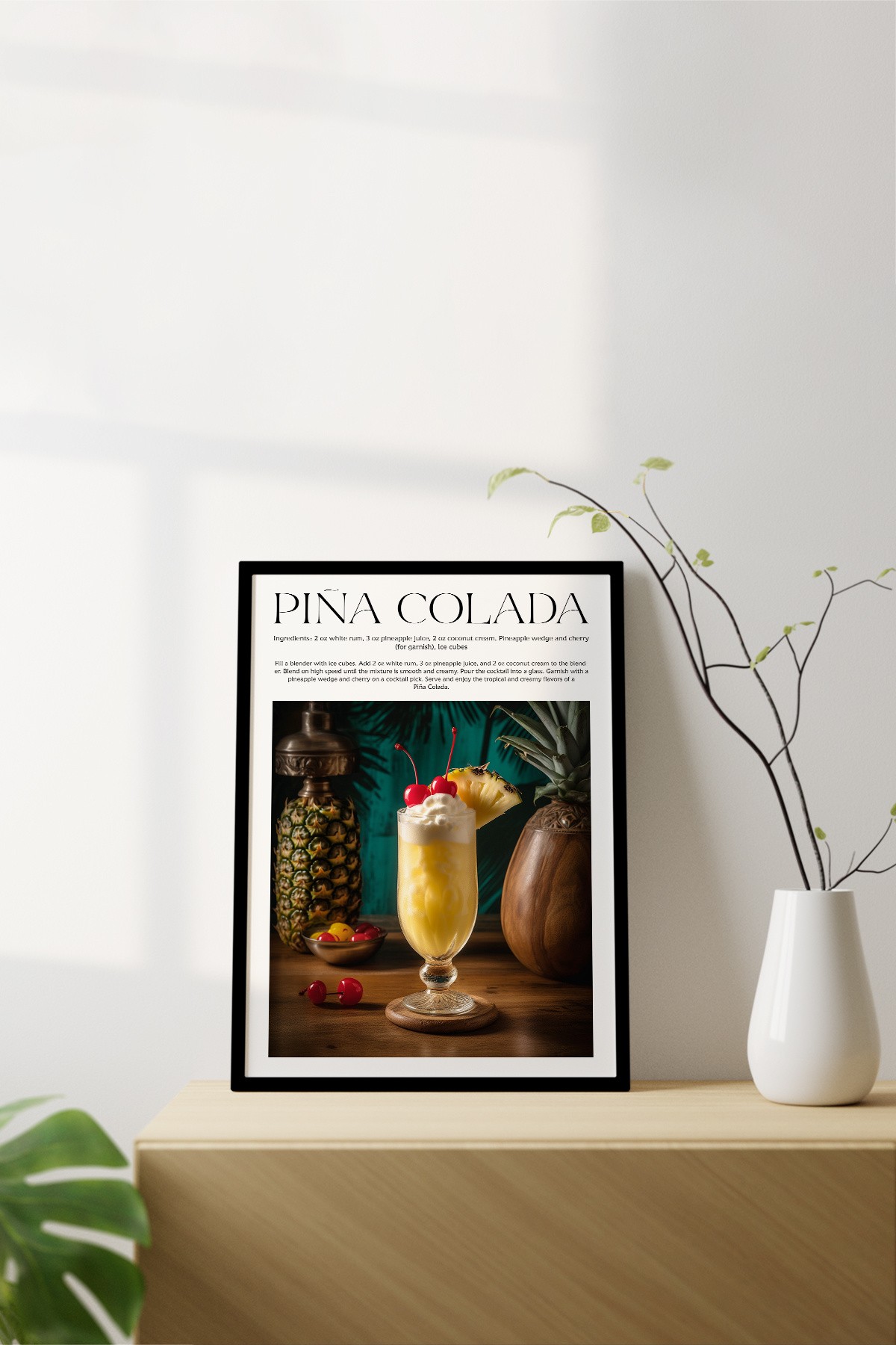 Pina Colada Tasarımlı Kokteyl Koleksiyonu Çerçevesiz Poster