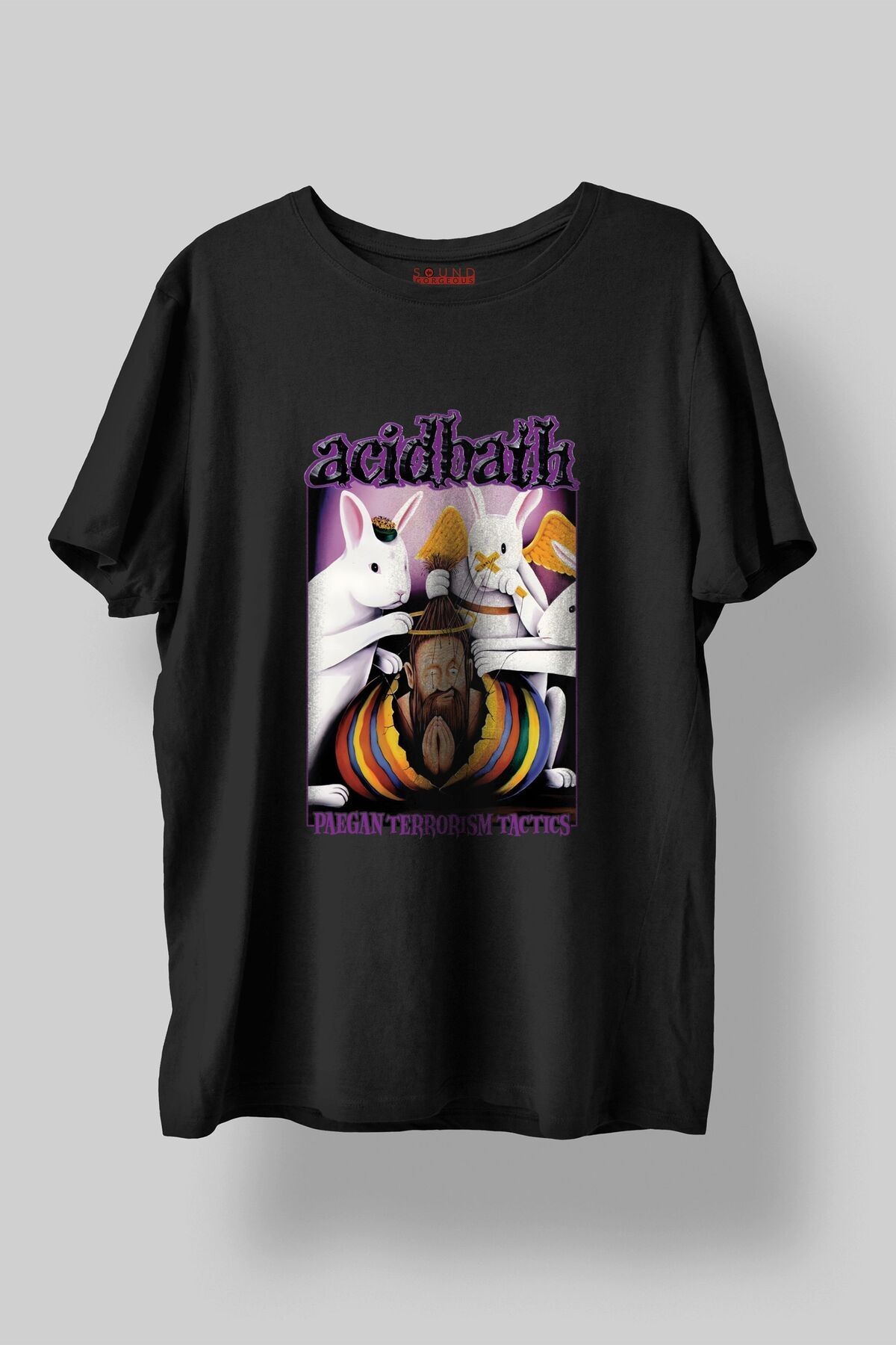 Acid Bath Müzik Baskılı Regular Fit Unisex Siyah T-Shirt %100 Pamuk No:0019