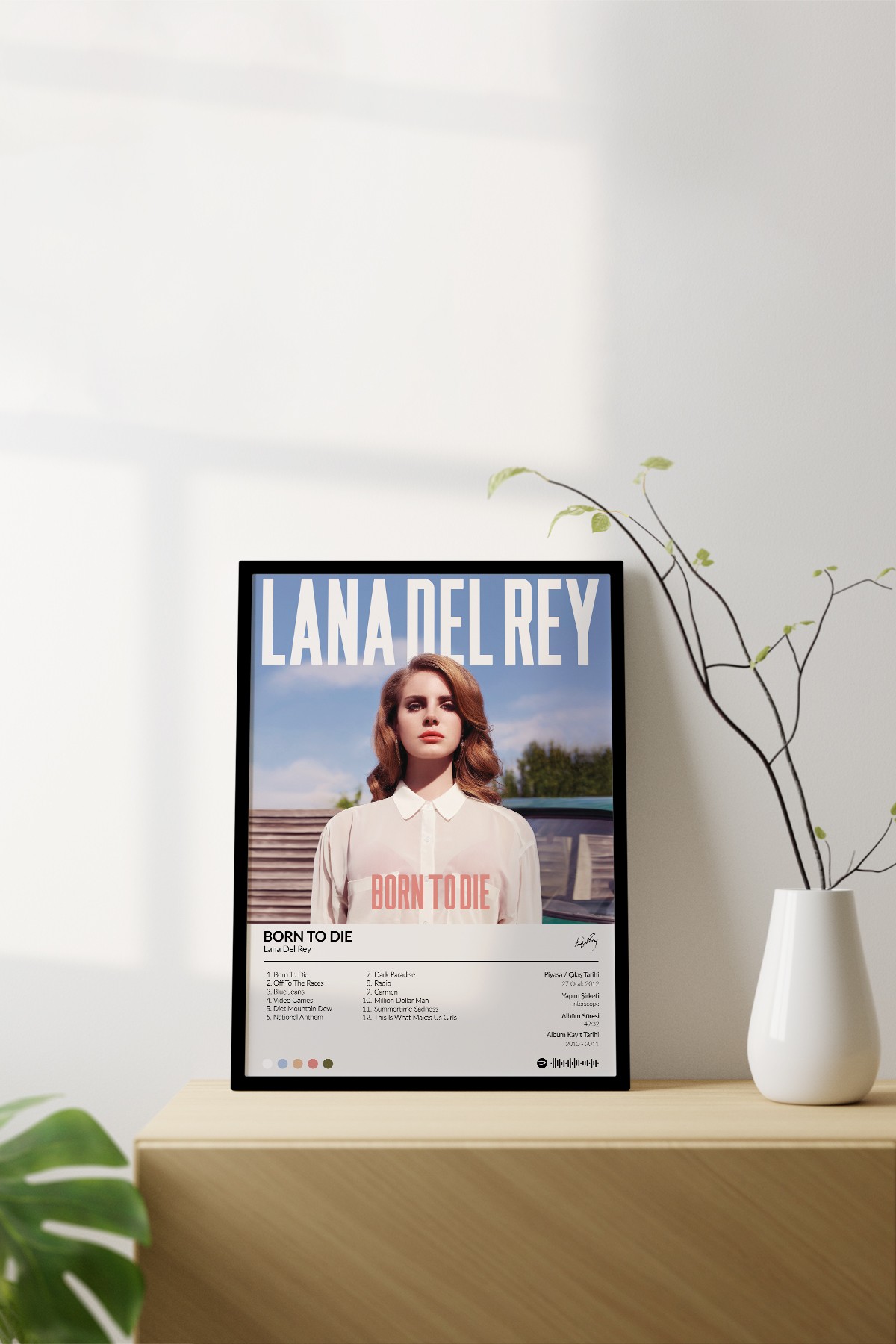 Lana Del Rey Born to Die Çerçevesiz Spotify Barkodlu Albüm Poster