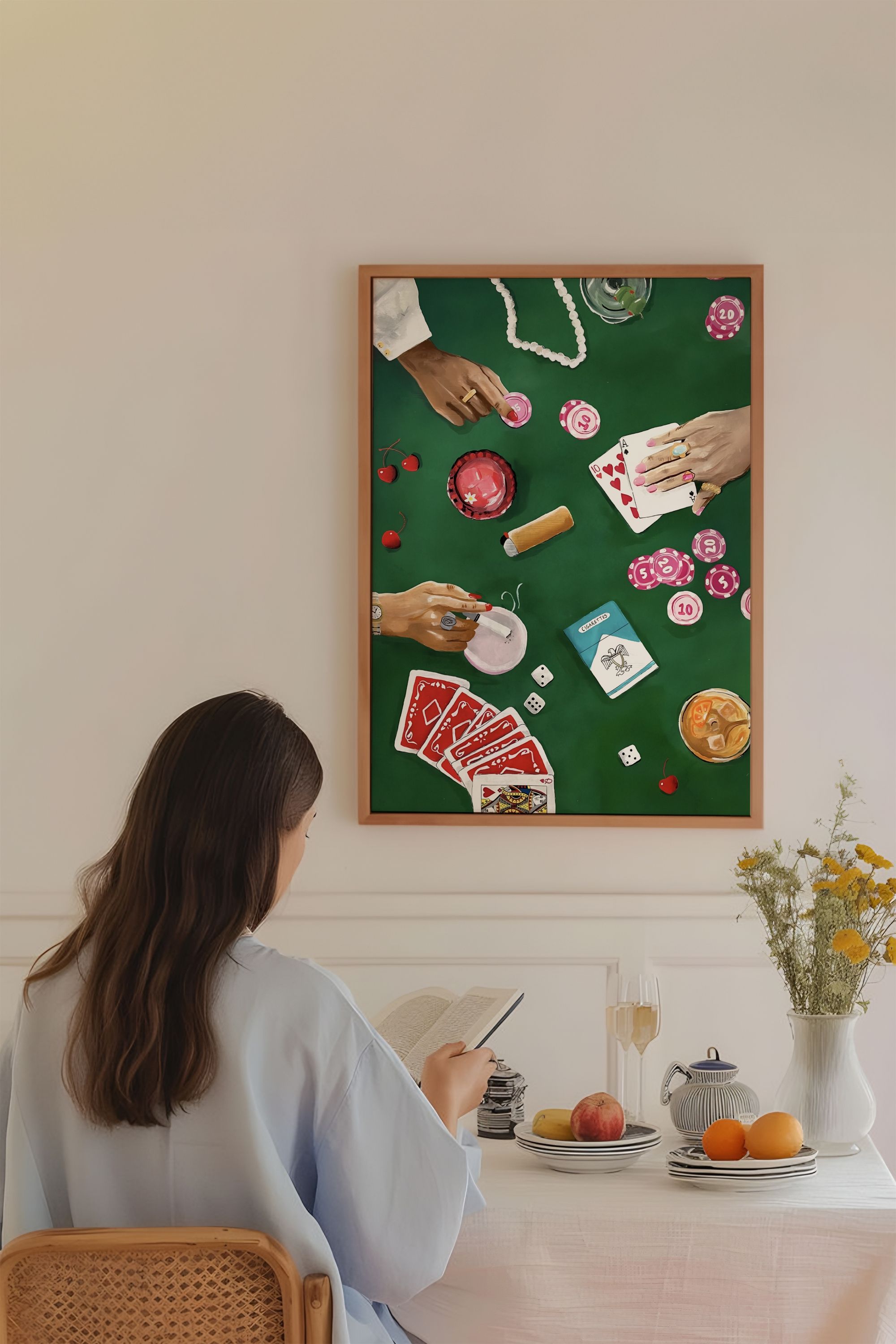Poker No:4 Sanatsal Çerçevesiz Tasarım Poster Dolce Vita Koleksiyonu