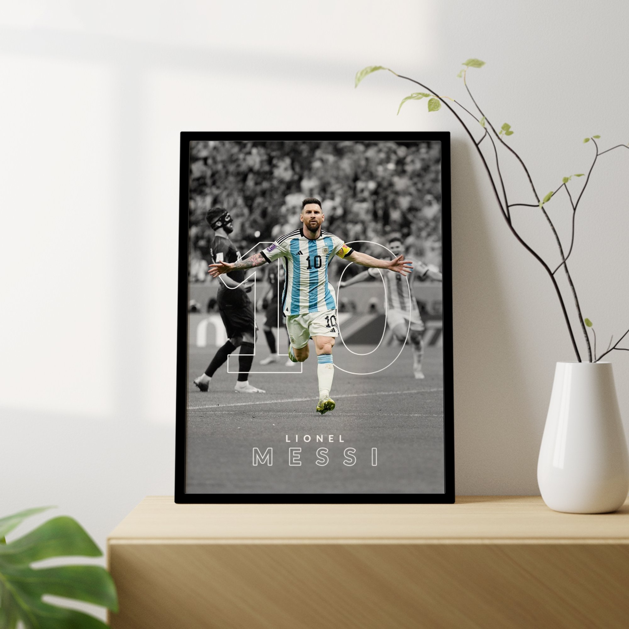 Lionel Messi Arjantin Tasarımlı Çerçevesiz Futbol Poster