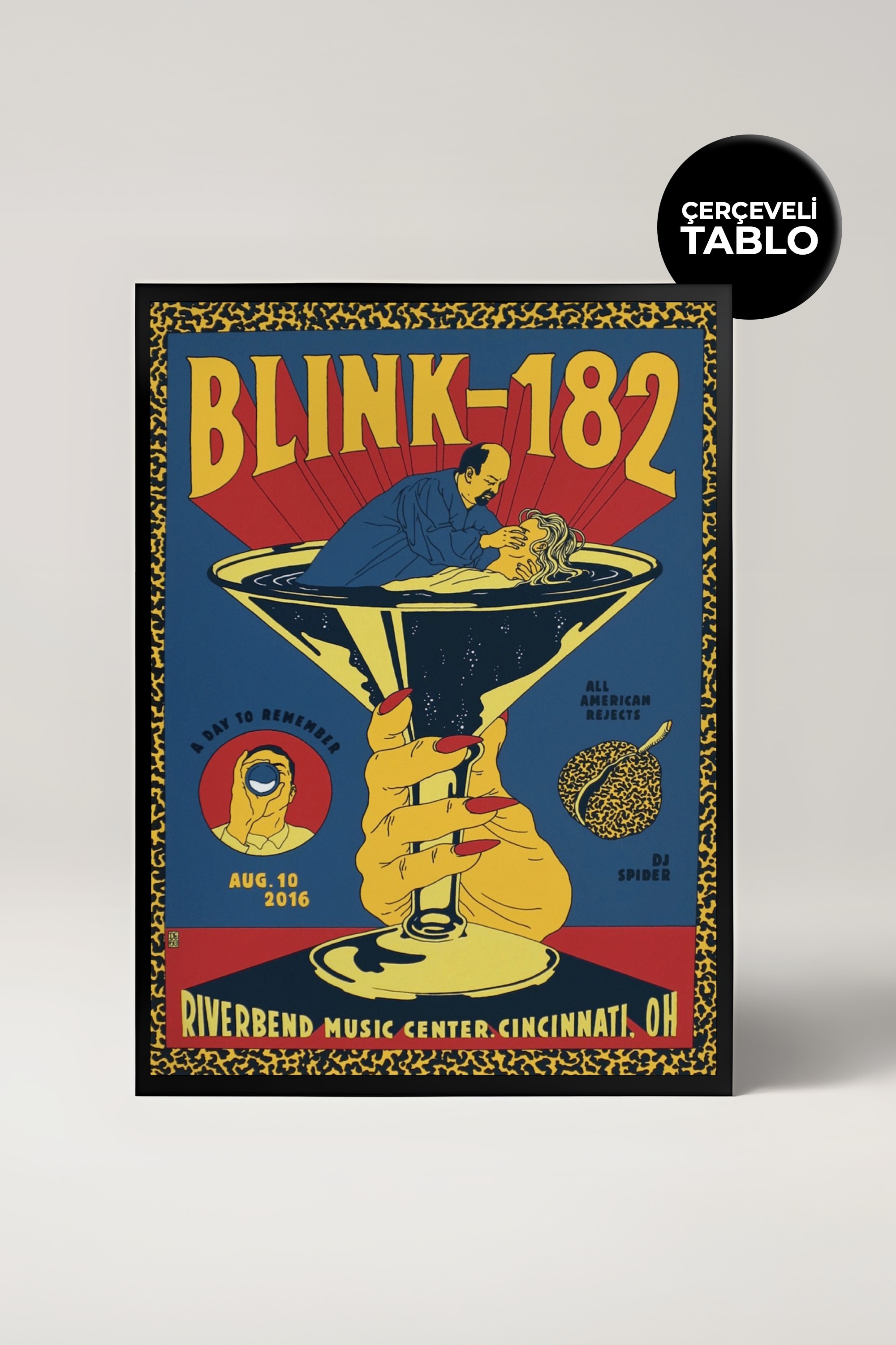 Blink-182 Konser Tasarımlı Retro Çerçeveli Tasarım Tablo