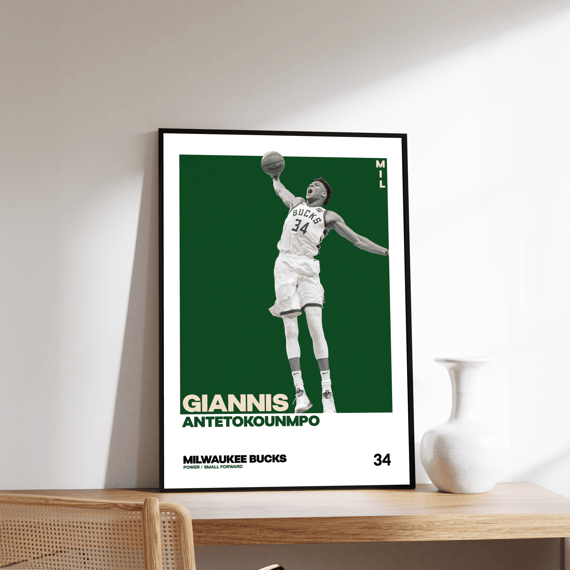 Giannis Antetokounmpo Tasarımlı Çerçevesiz Poster | NBA Efsaneleri Koleksiyonu