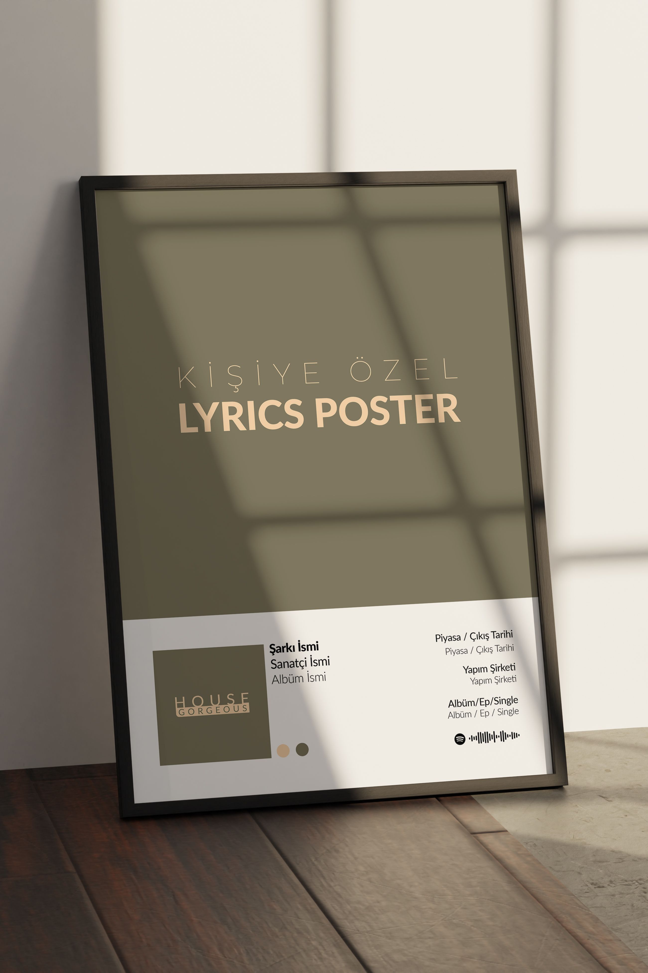 Kişiye Özel Lyrics Tasarımlı Çerçevesiz Poster