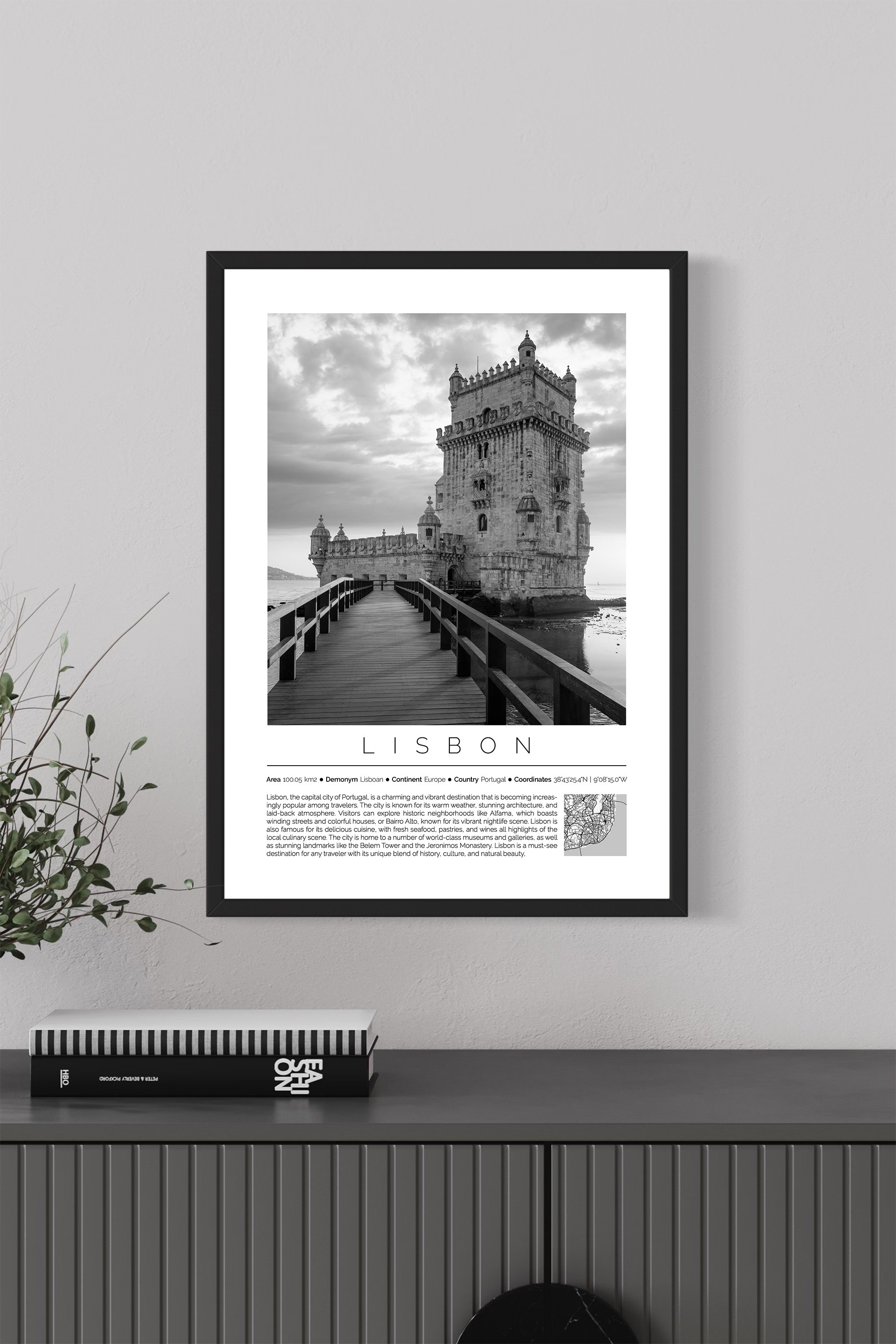 Lisbon Portugal Monochrome Framed Print Cities Collection