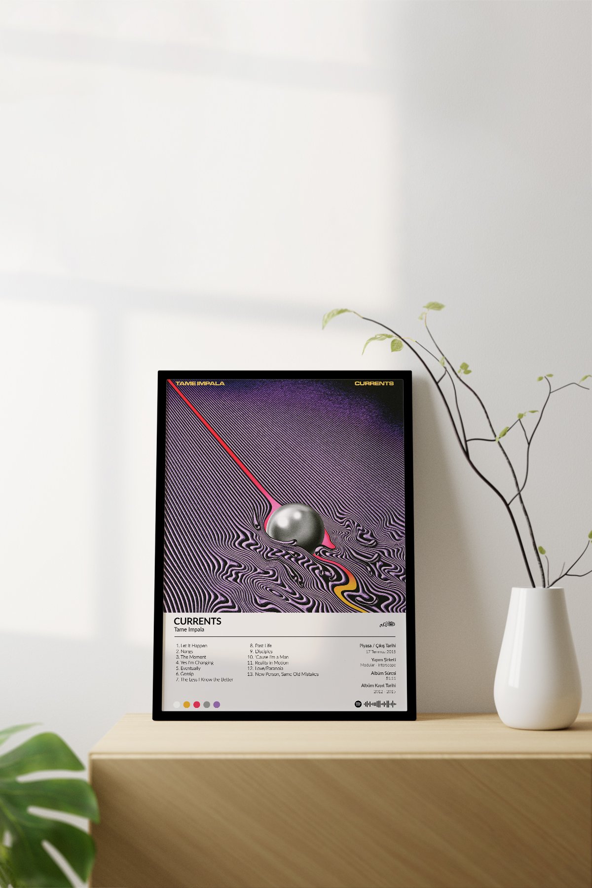 Tame Impala Currents Çerçevesiz Spotify Barkodlu Albüm Poster