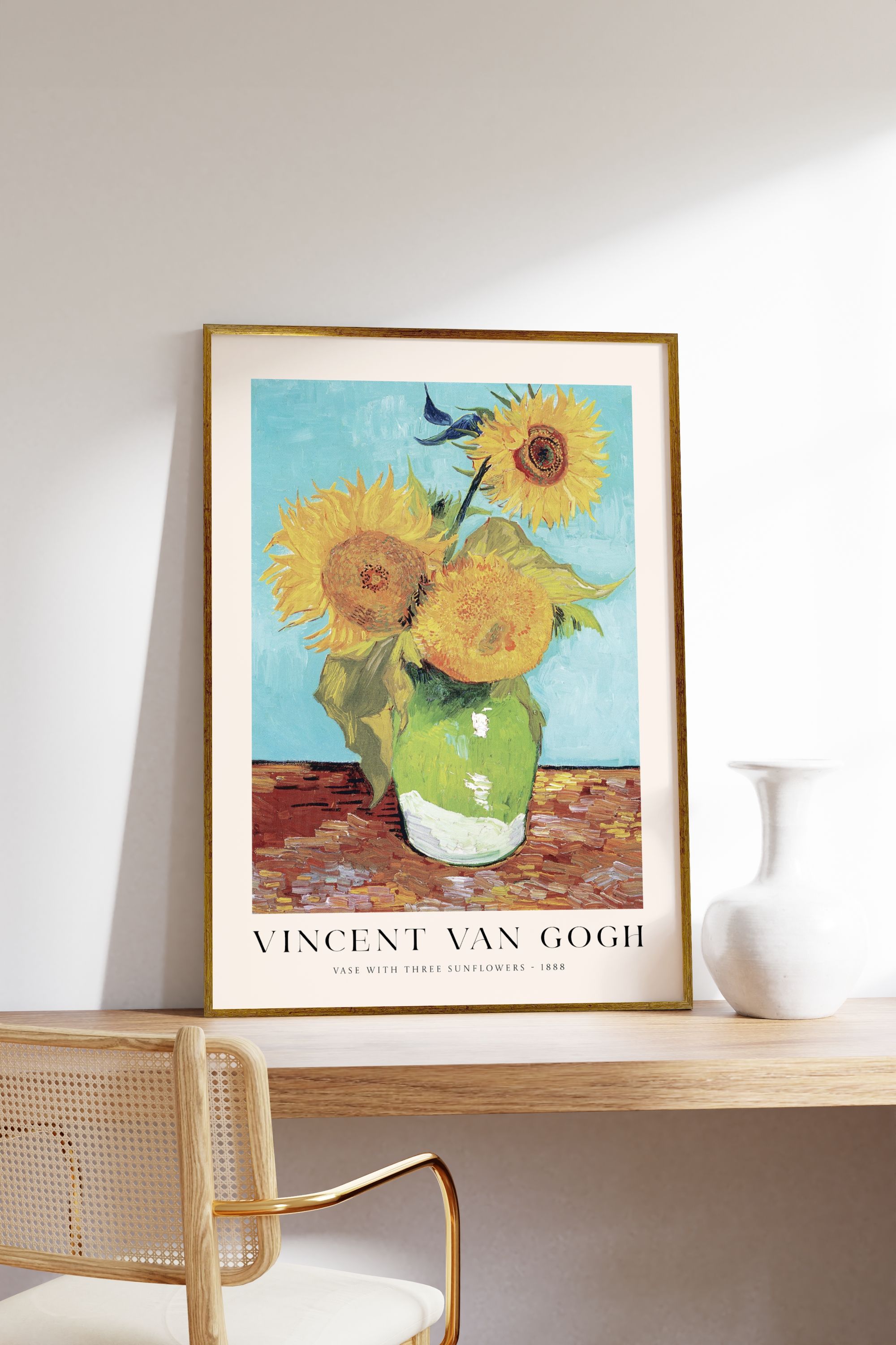 Van Gogh Vase With Three Sunflowers Çerçevesiz Poster