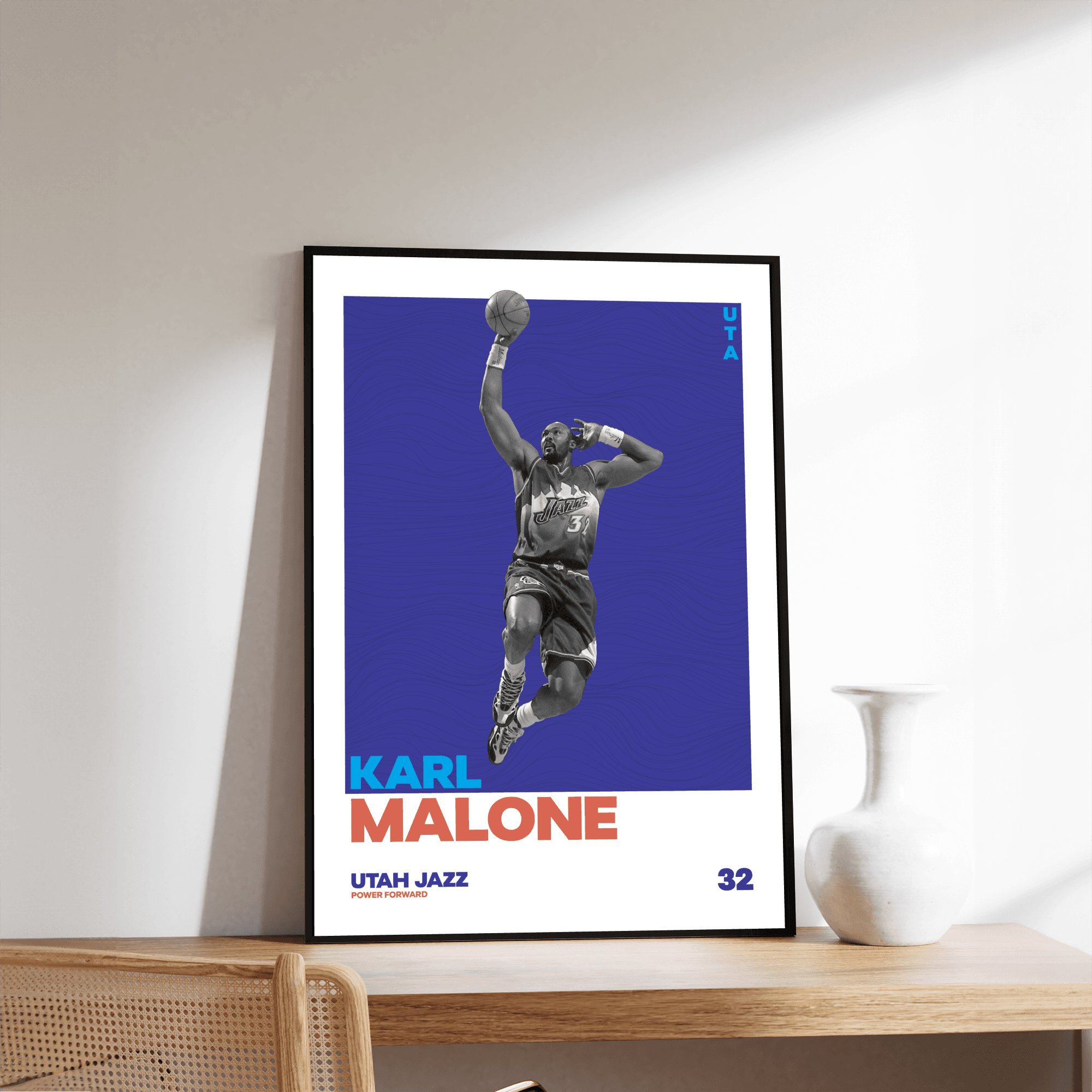 Karl Malone Tasarımlı Çerçevesiz Poster | NBA Efsaneleri Koleksiyonu