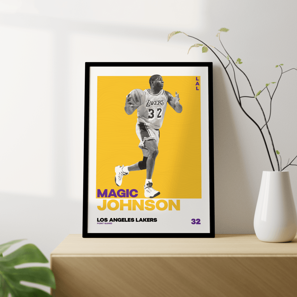 Magic Johnson Tasarımlı Çerçevesiz Poster | NBA Efsaneleri Koleksiyonu