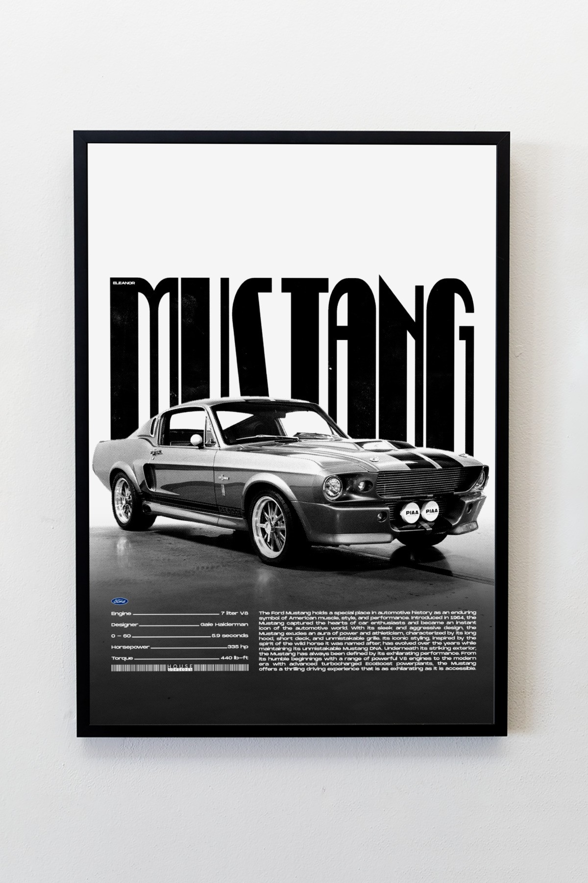 Ford Mustang Tasarımlı Çerçeveli Tablo | İkonik Otomobiller Koleksiyonu