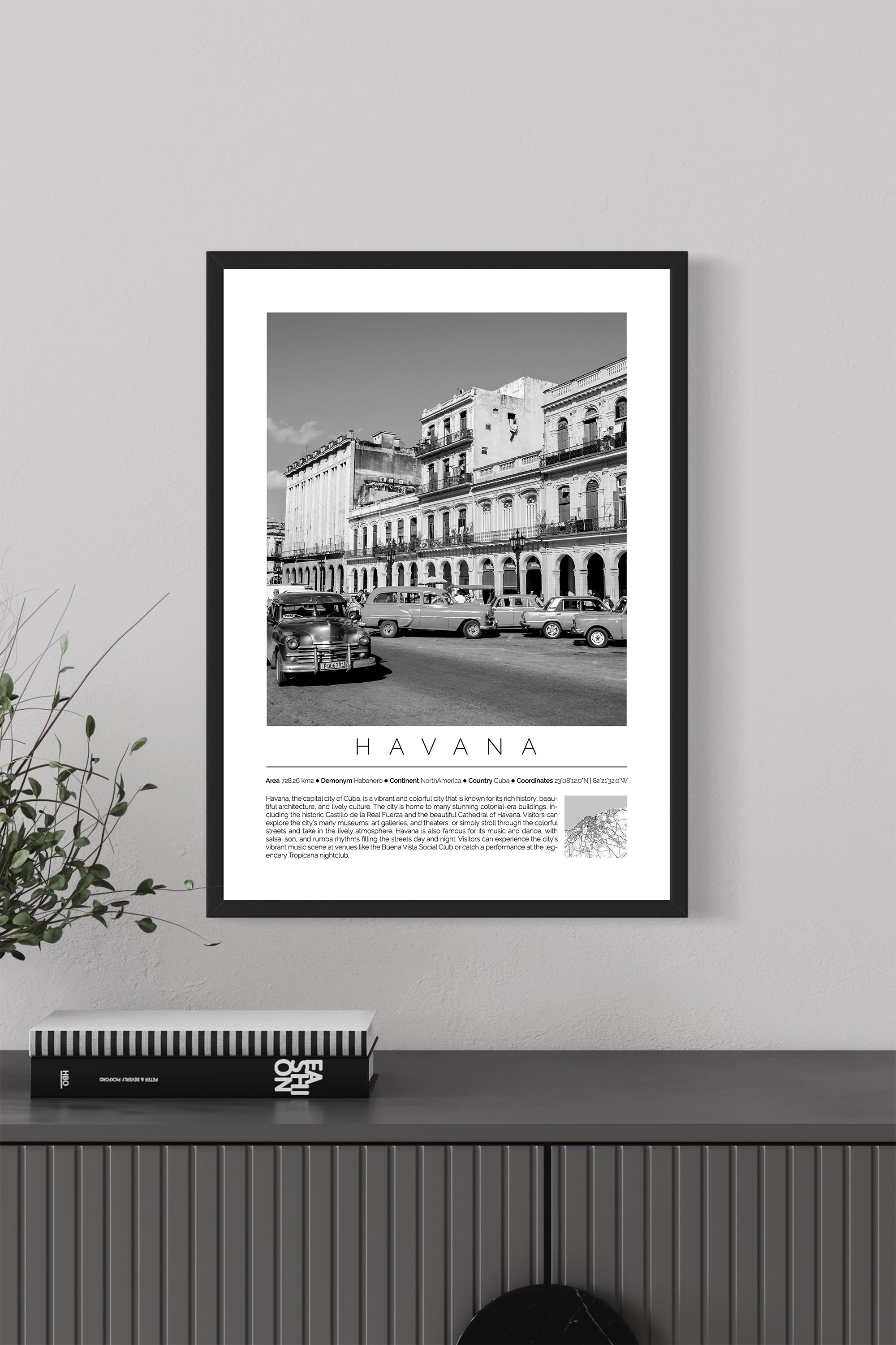 Havana Cuba Monochrome Framed Print Cities Collection