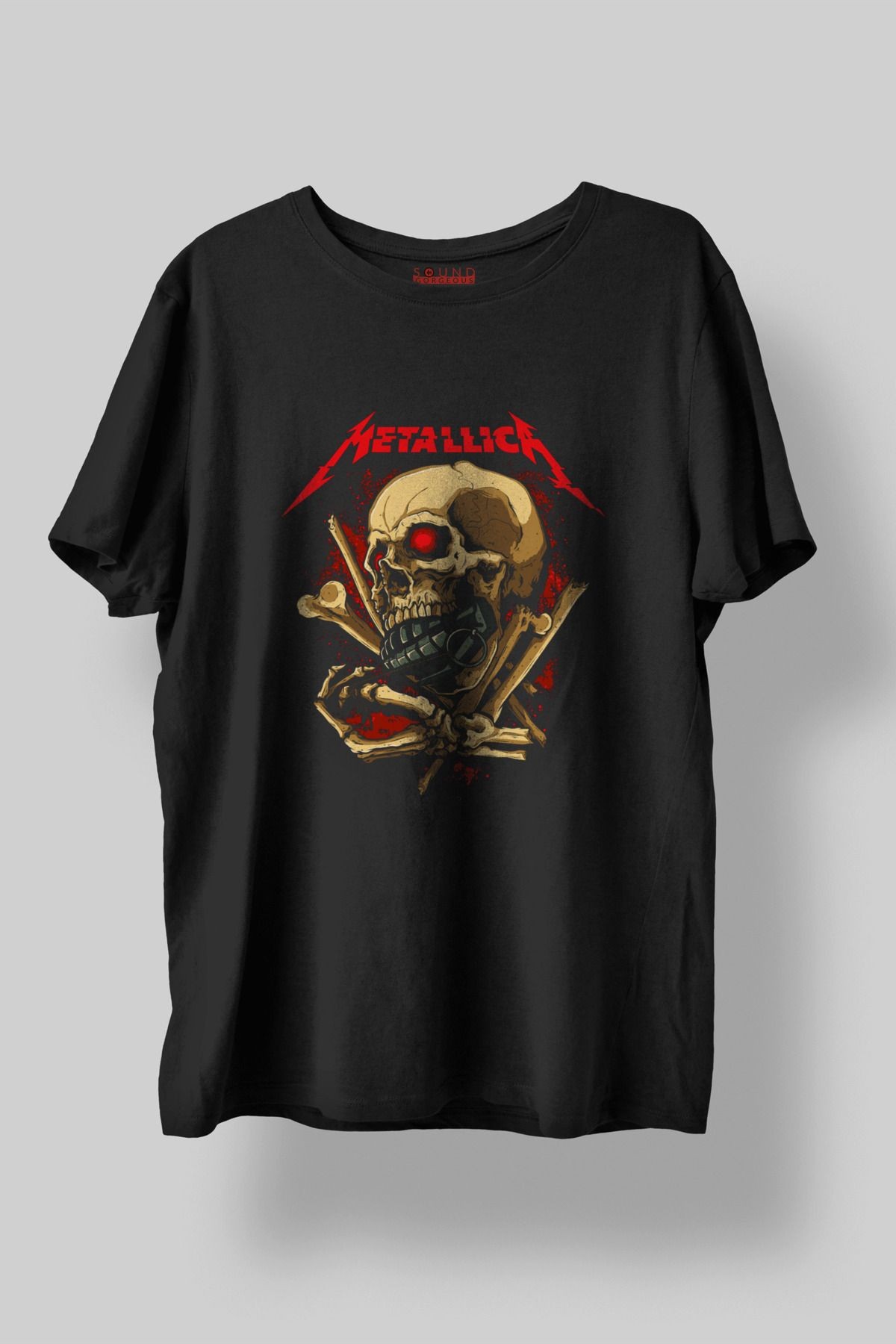 Metallica Baskılı Regular Fit Unisex Siyah T-Shirt %100 Pamuk No:0426