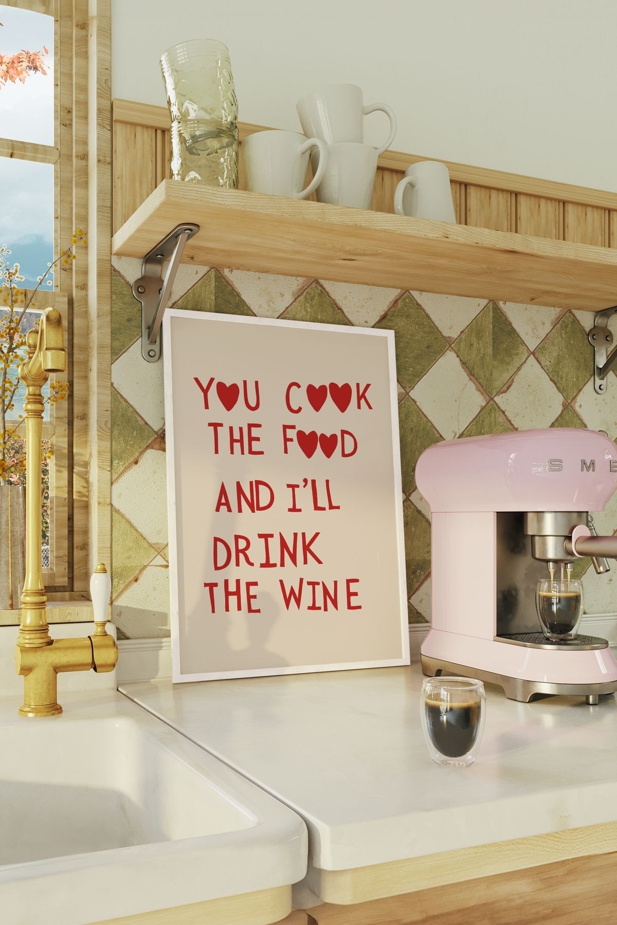 You Cook The Food I'll Drink The Wine Tasarımlı Çerçevesiz Poster | Kitchen Koleksiyonu