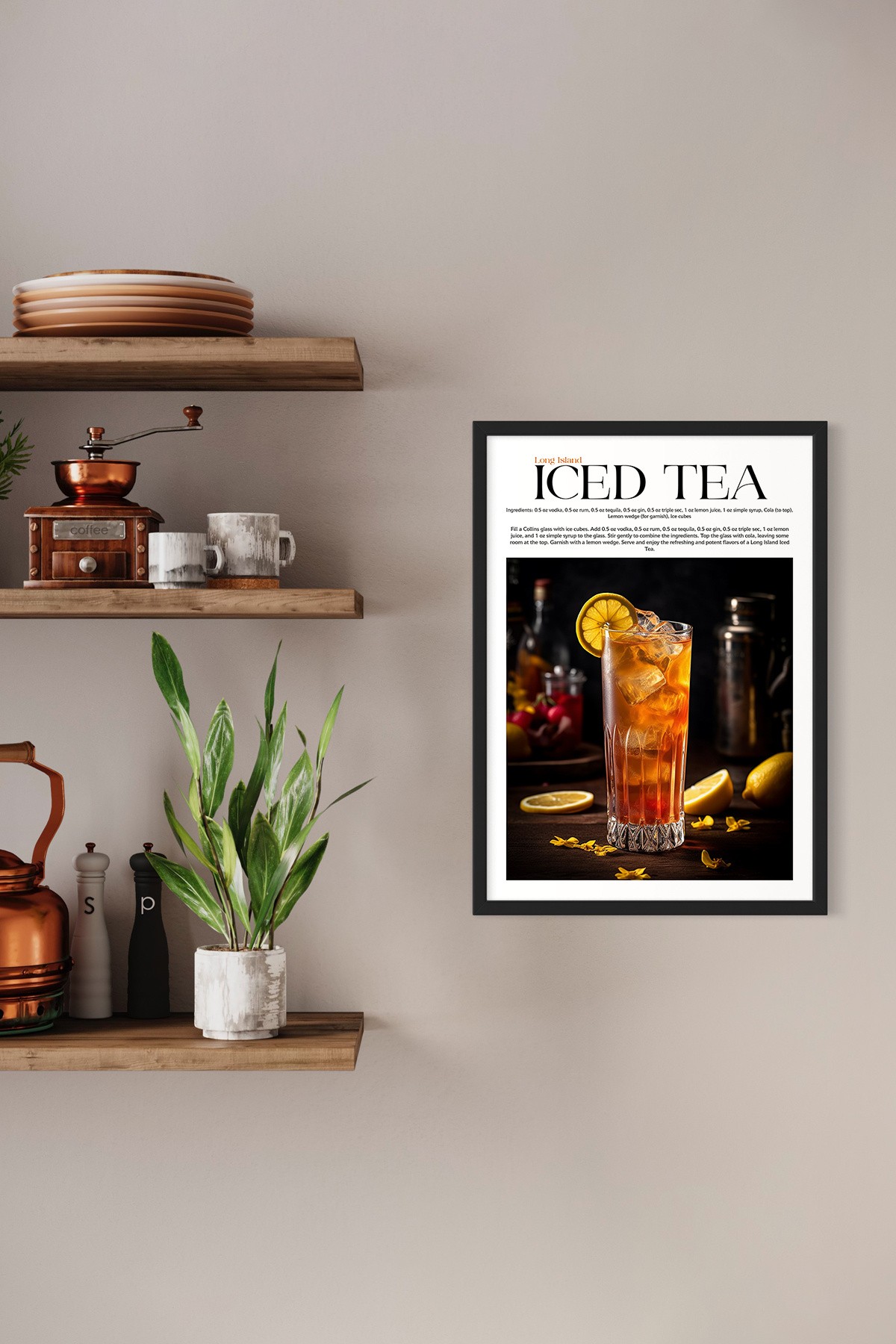 Long Island Iced Tea Tasarımlı Kokteyl Koleksiyonu Çerçevesiz Poster