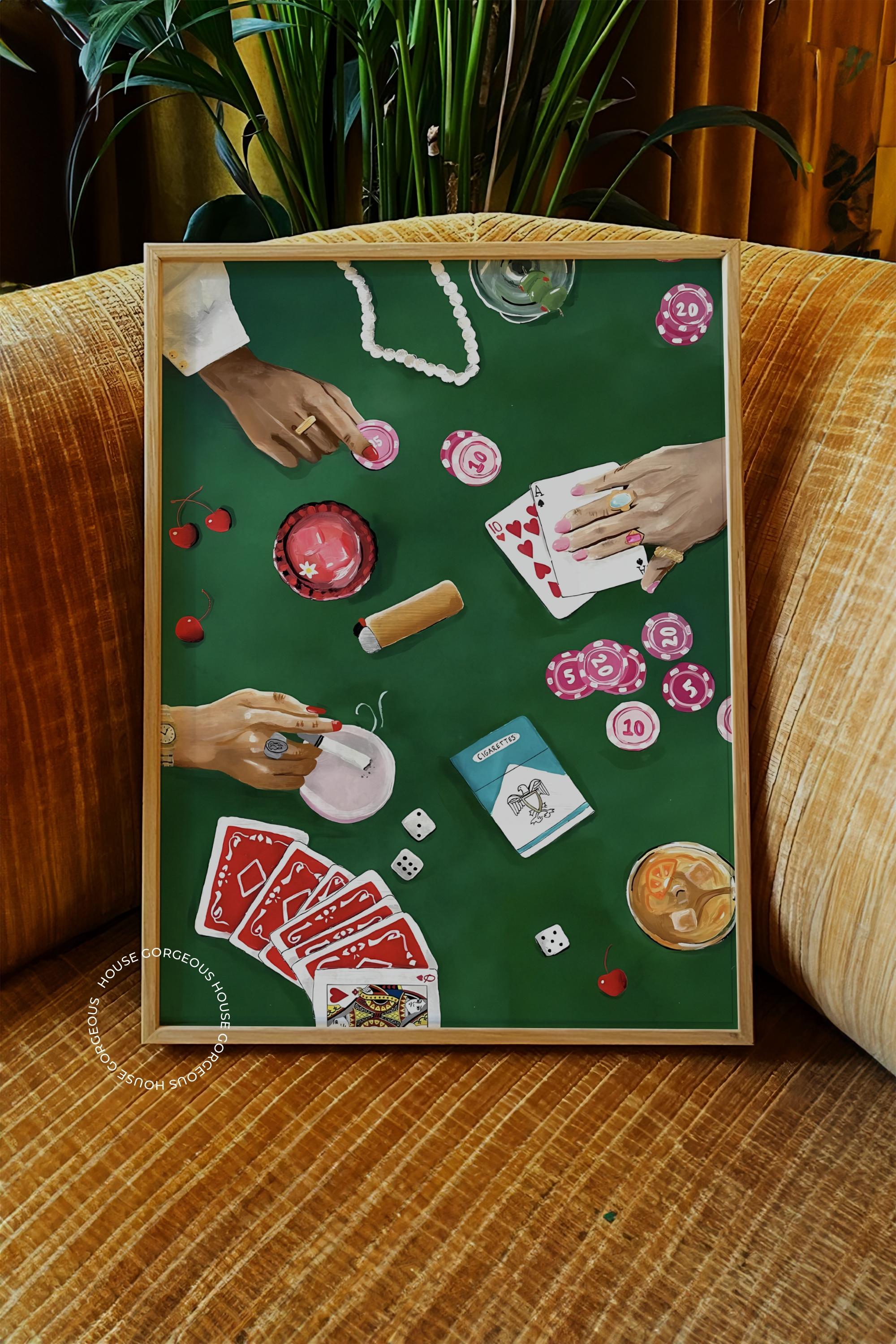 Poker No:4 Sanatsal Çerçevesiz Tasarım Poster Dolce Vita Koleksiyonu