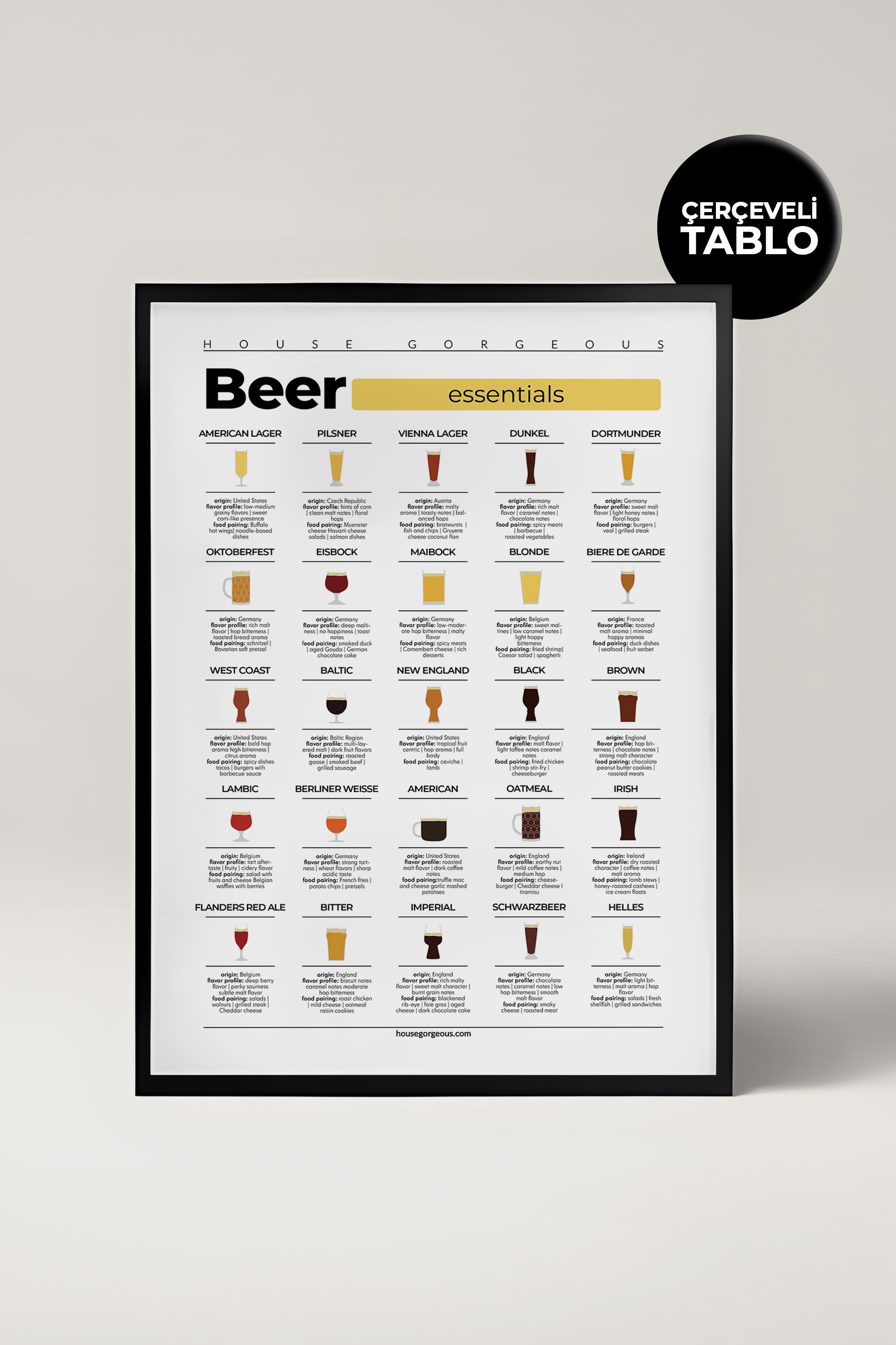 Beer Essentials Beer Types Framed Print