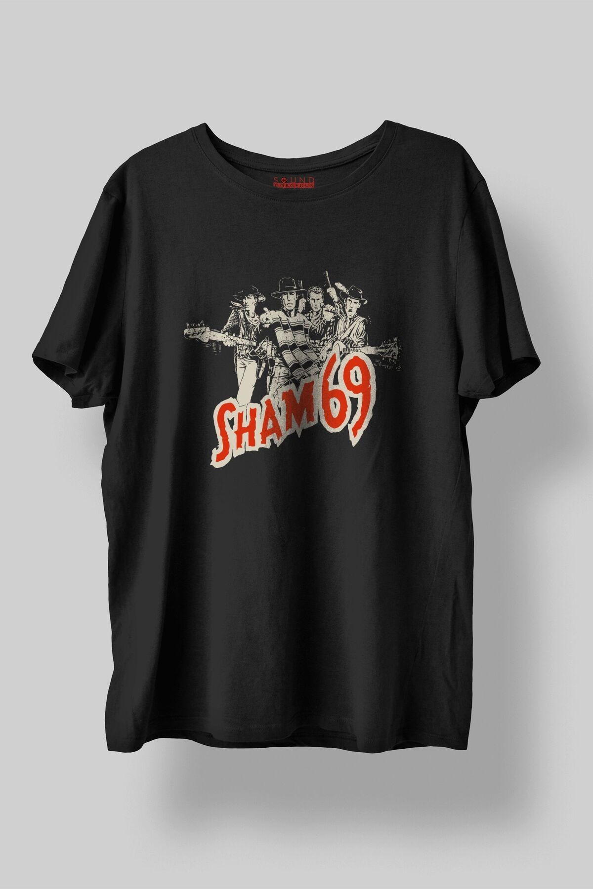 Sham 69 Baskılı Regular Fit Unisex Siyah T-Shirt %100 Pamuk No:499