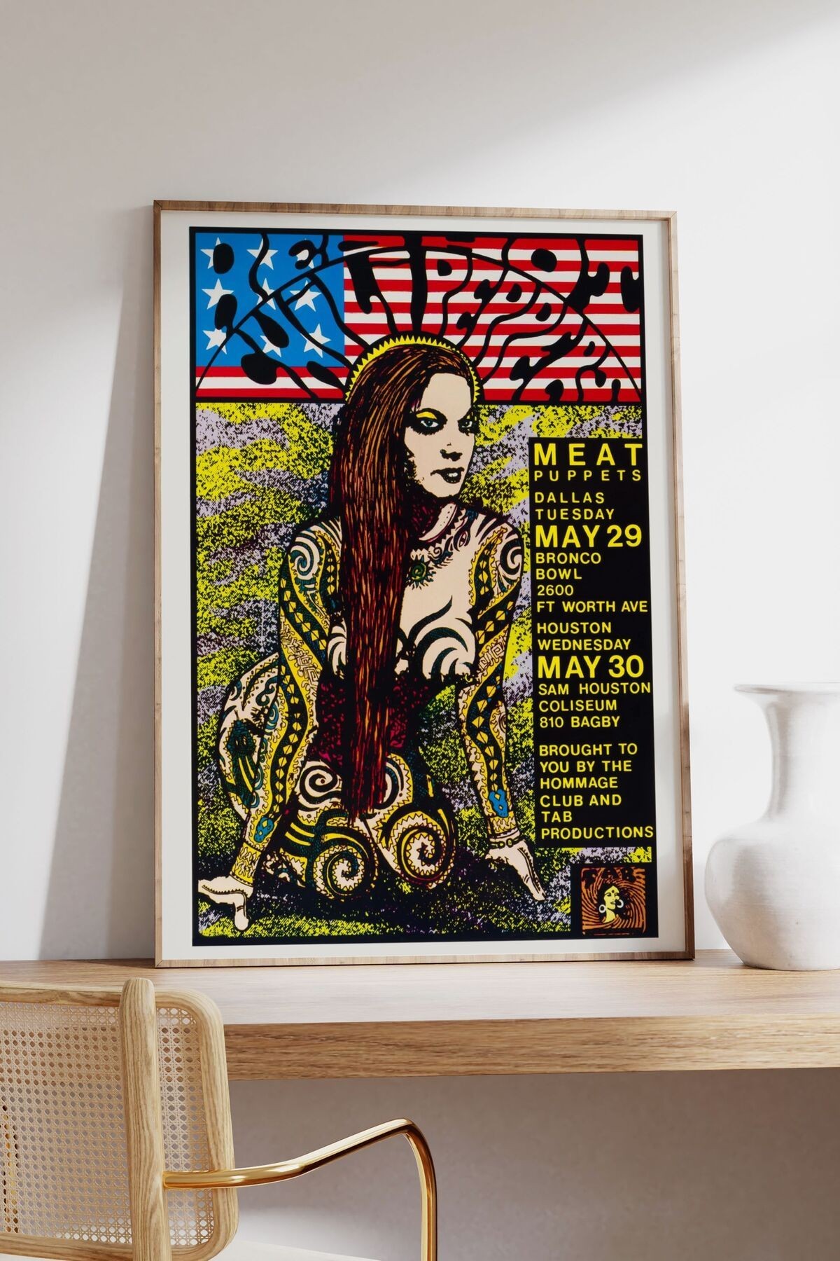 Red Hot Chili Peppers Konser Tasarımlı Retro Çerçevesiz Poster No:1