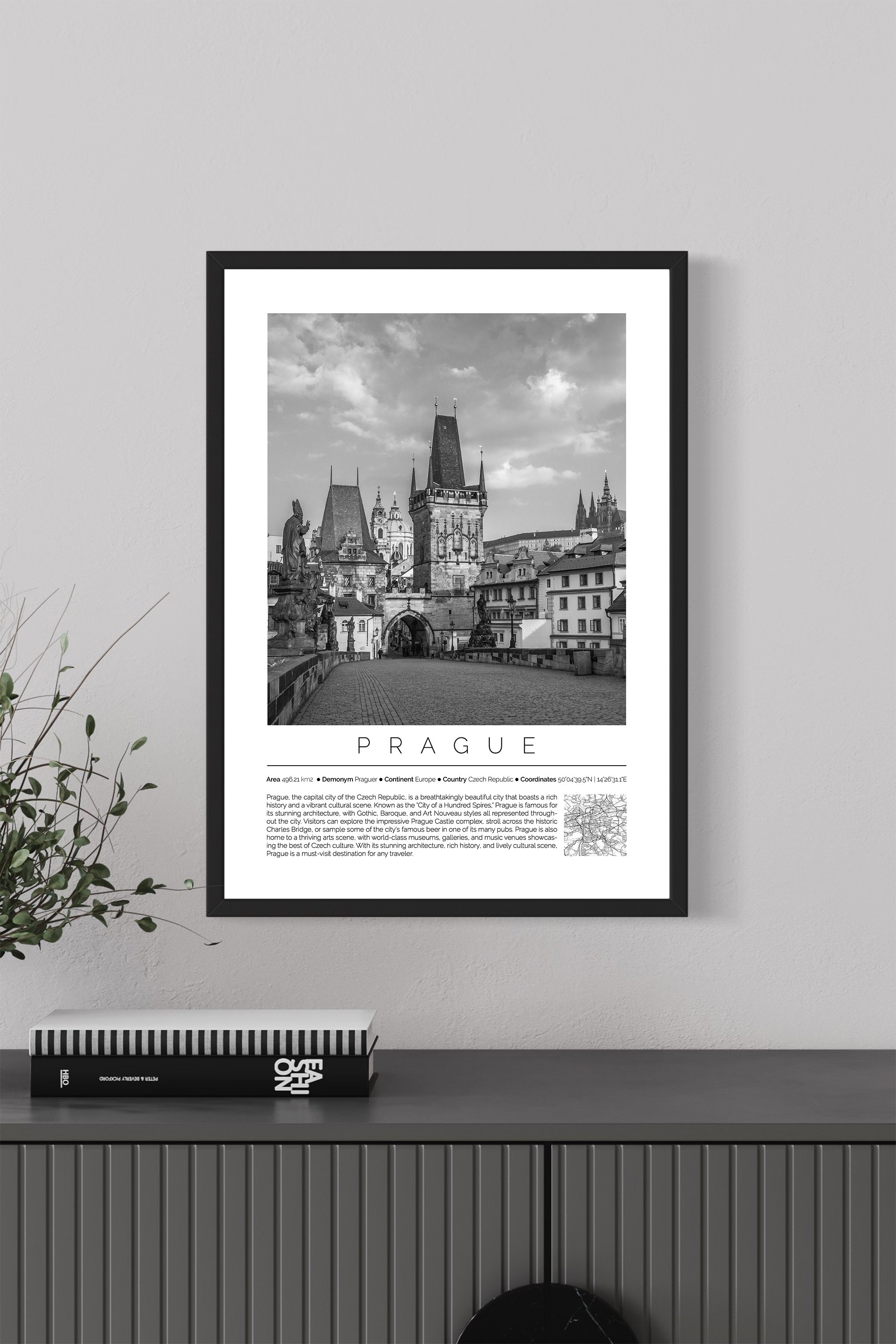 Prague Czech Republic Monochrome Framed Print Cities Collection