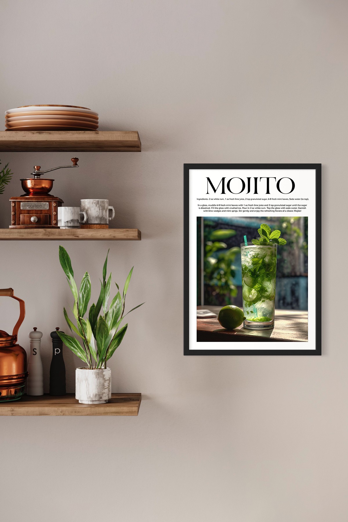 Mojito Tasarımlı Kokteyl Koleksiyonu Çerçevesiz Poster