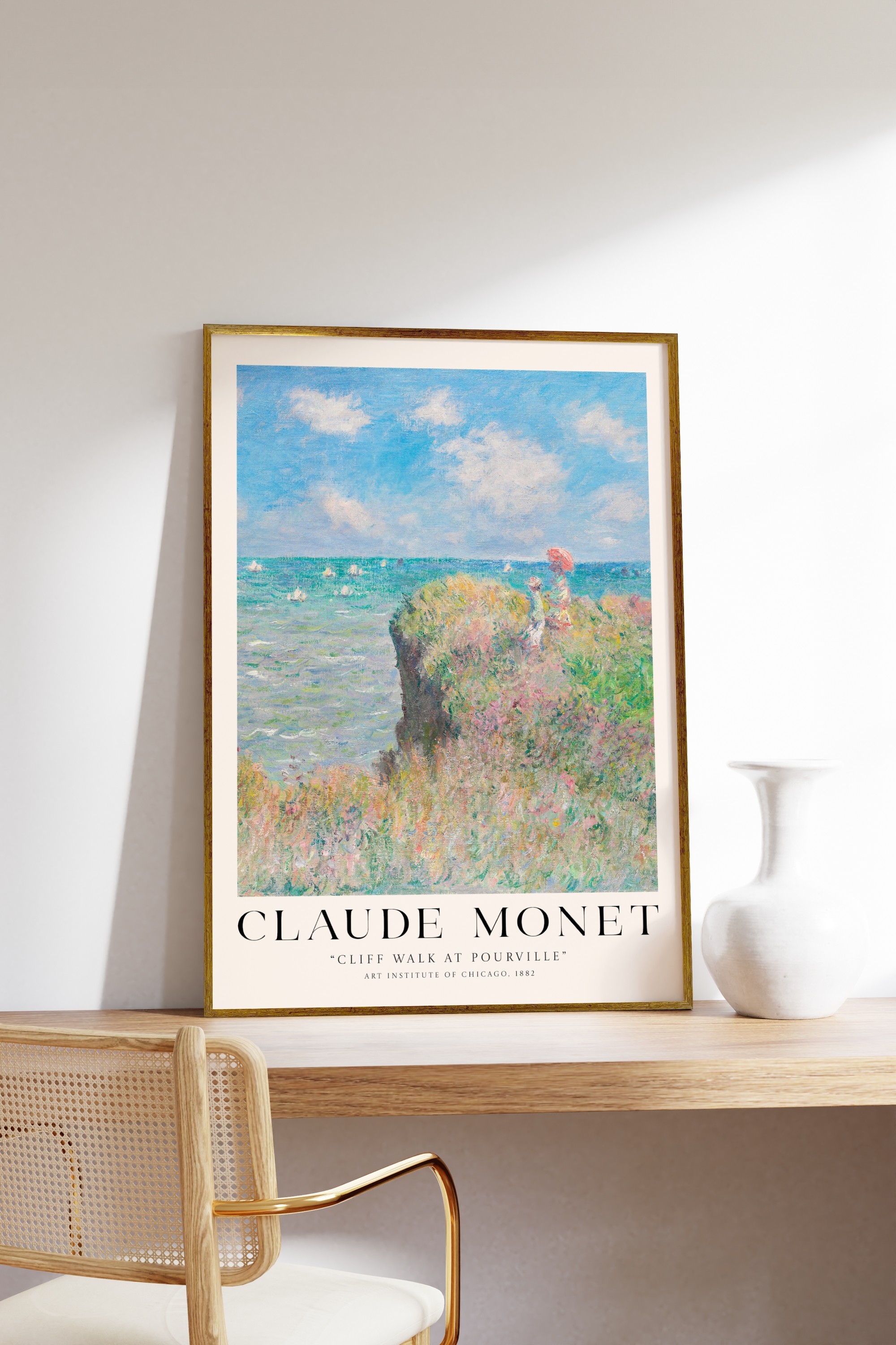 Claude Monet Cliff Walk at Pourville Çerçeveli Tablo