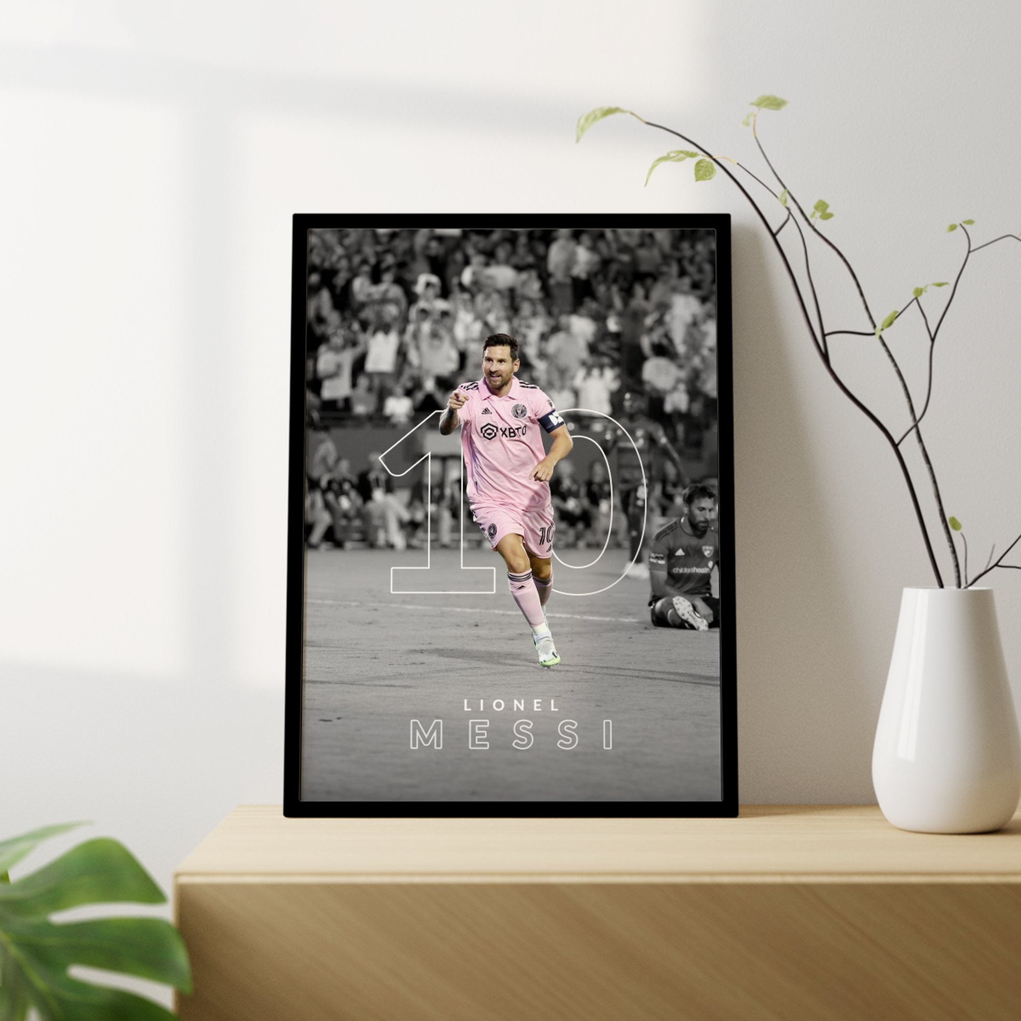 Lionel Messi Inter Miami Tasarımlı Çerçevesiz Futbol Poster