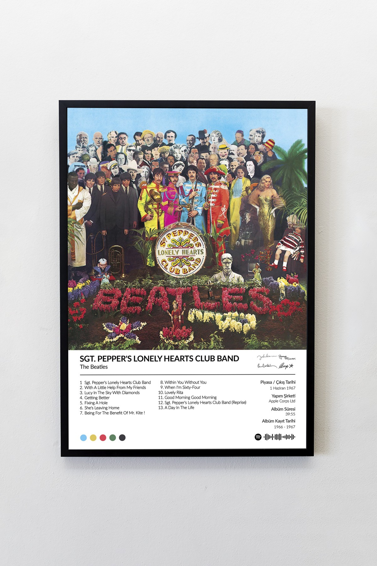 The Beatles Sgt. Pepper's Lonely Hearts Club Band Albümü Çerçevesiz Albüm Tasarımlı Spotify Poster