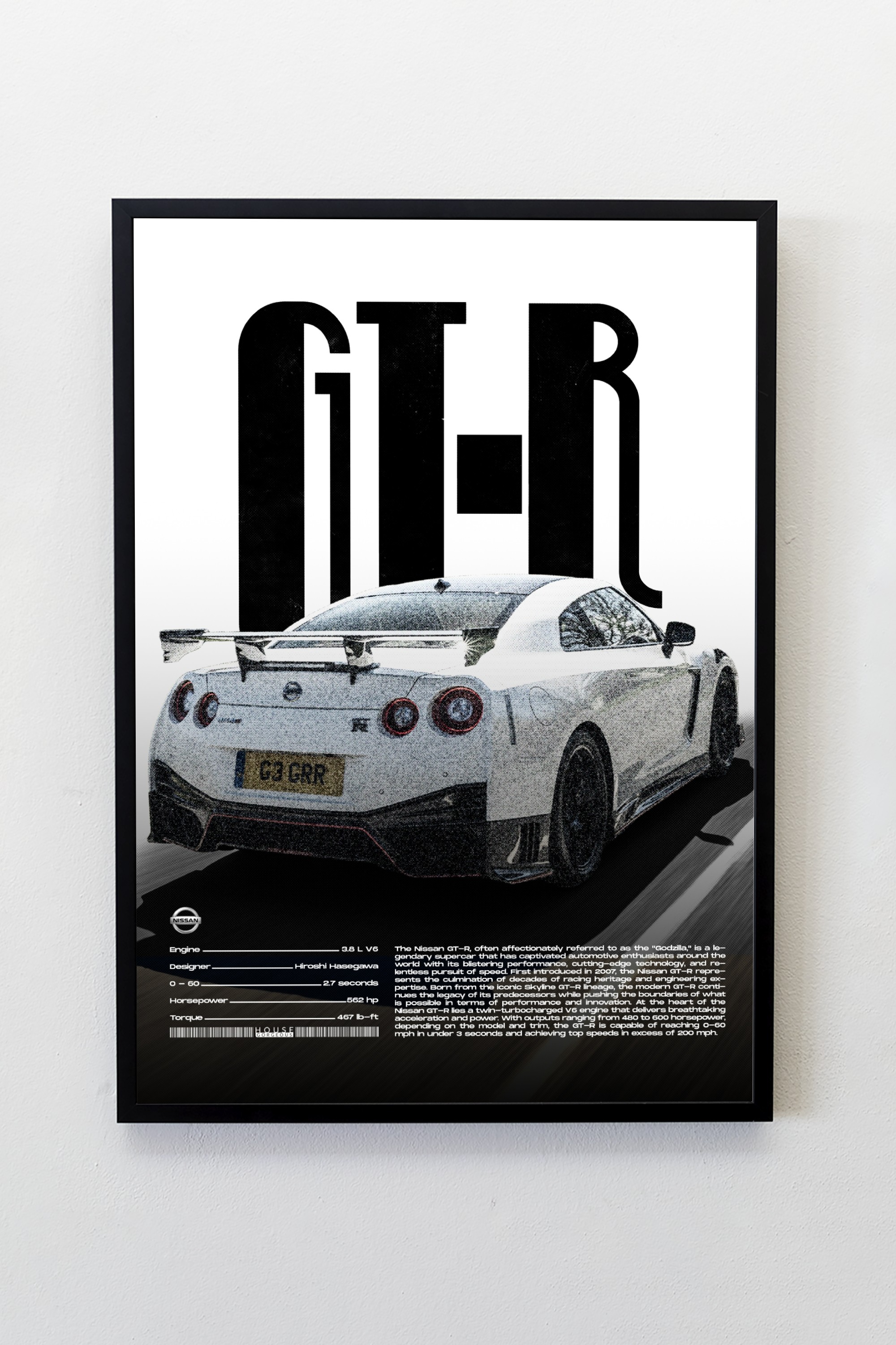 Nissan GT-R Tasarımlı Çerçeveli Tablo | İkonik Otomobiller Koleksiyonu