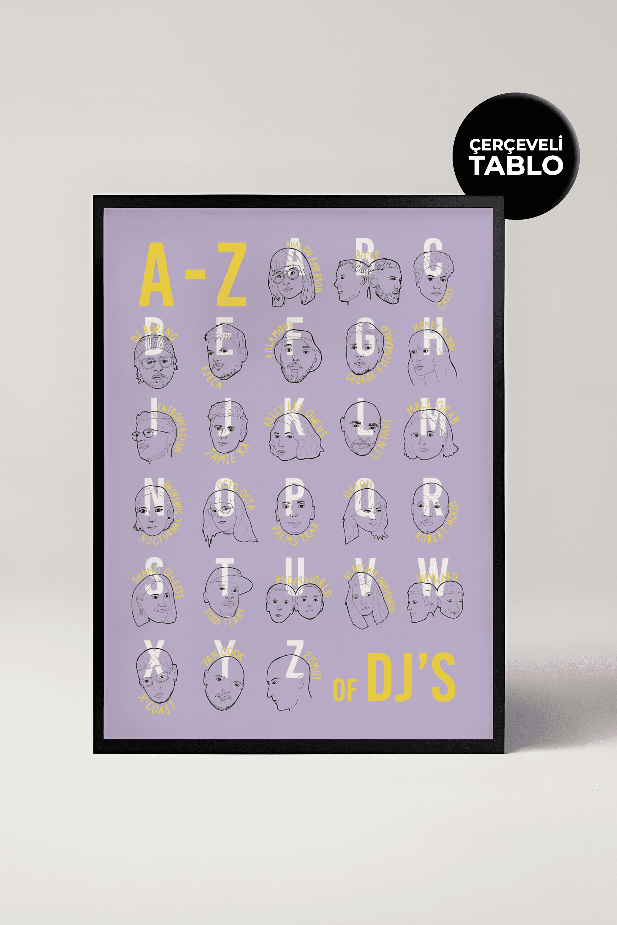 A-Z of DJ's Müzik Tasarımlı Çerçeveli Tablo