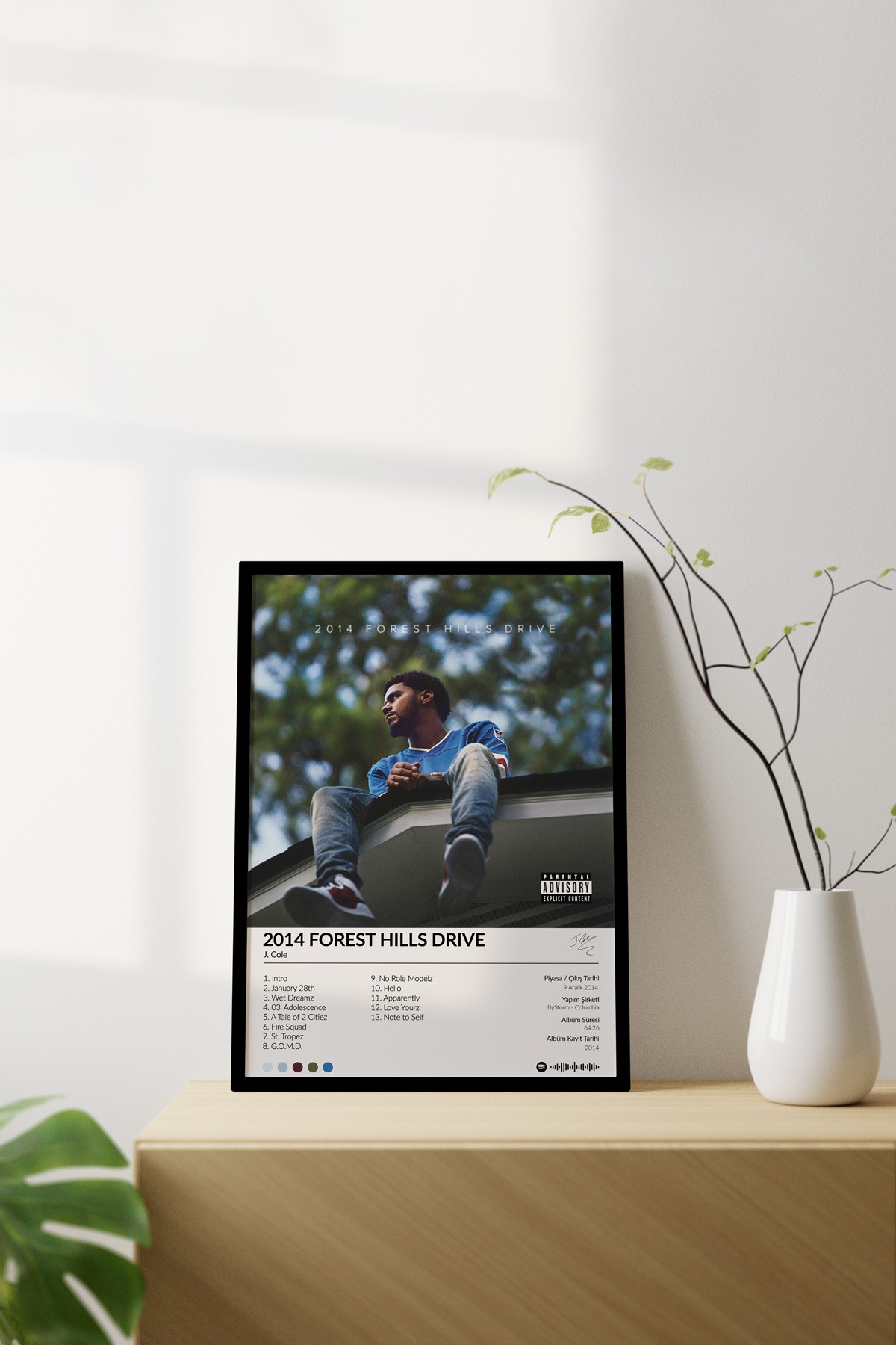 J.Cole Forest Hills Drive Çerçevesiz Spotify Barkodlu Albüm Poster