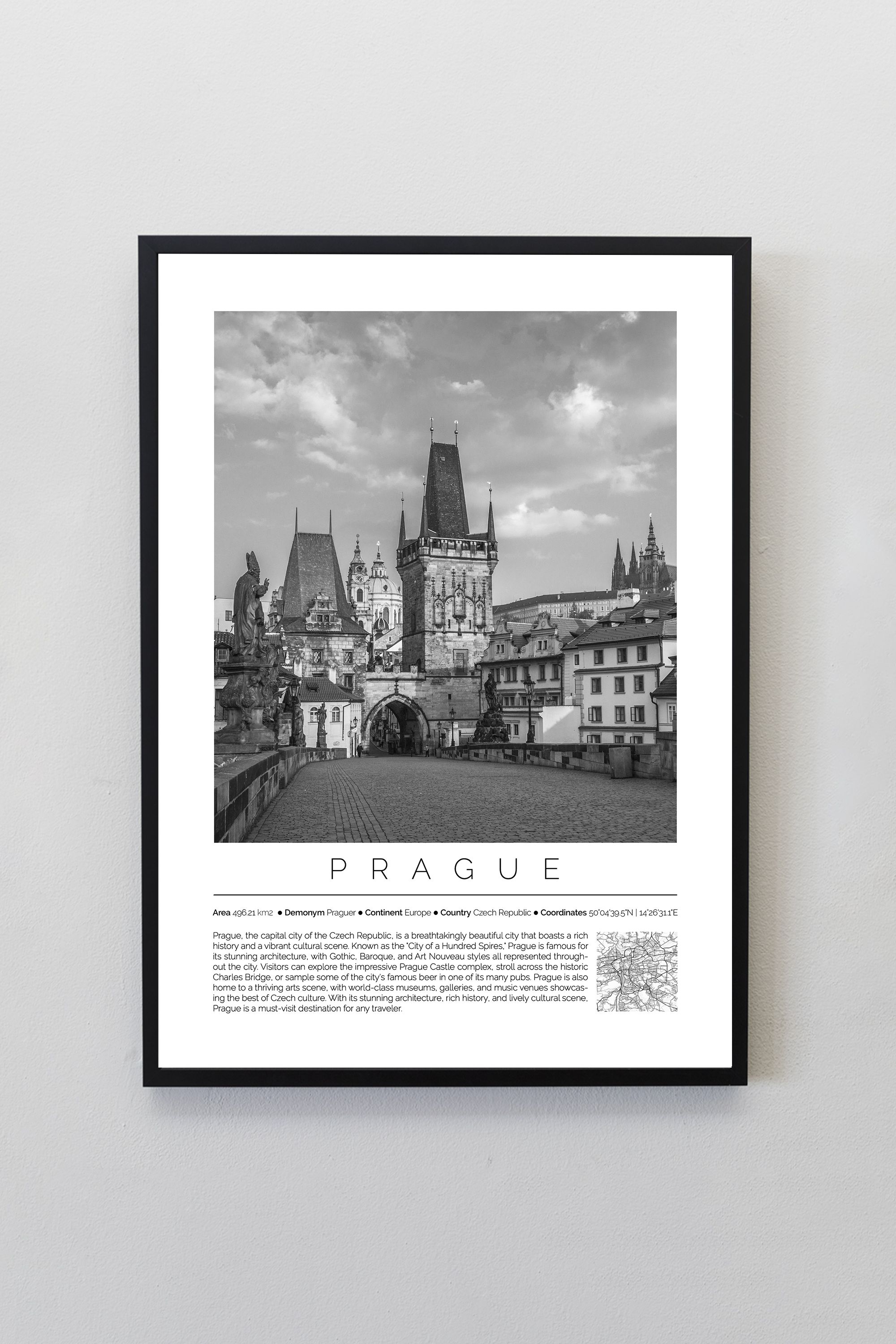 Prague Czech Republic Monochrome Framed Print Cities Collection