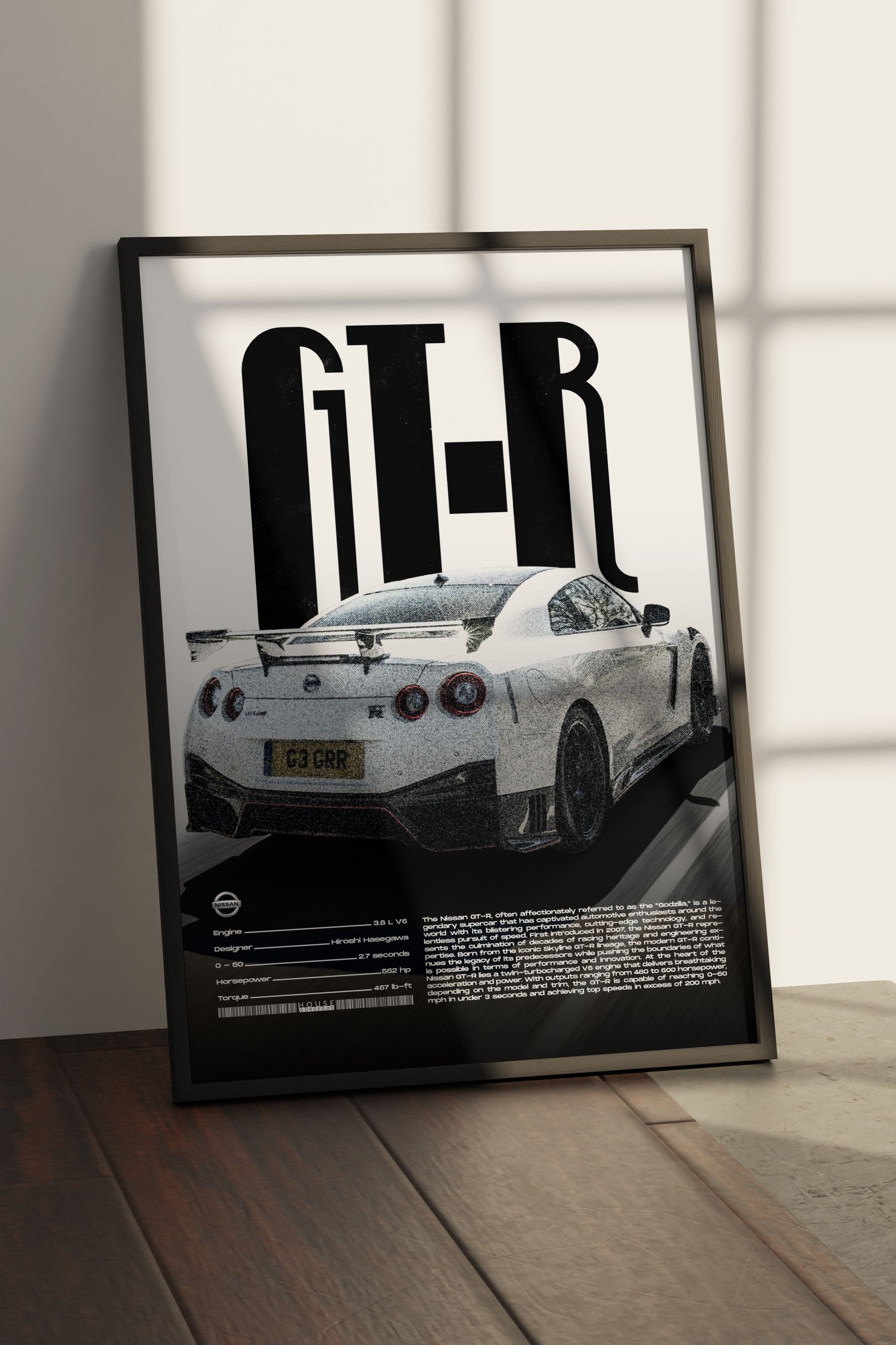 Nissan GT-R Tasarımlı Çerçevesiz Poster | İkonik Otomobiller Koleksiyonu