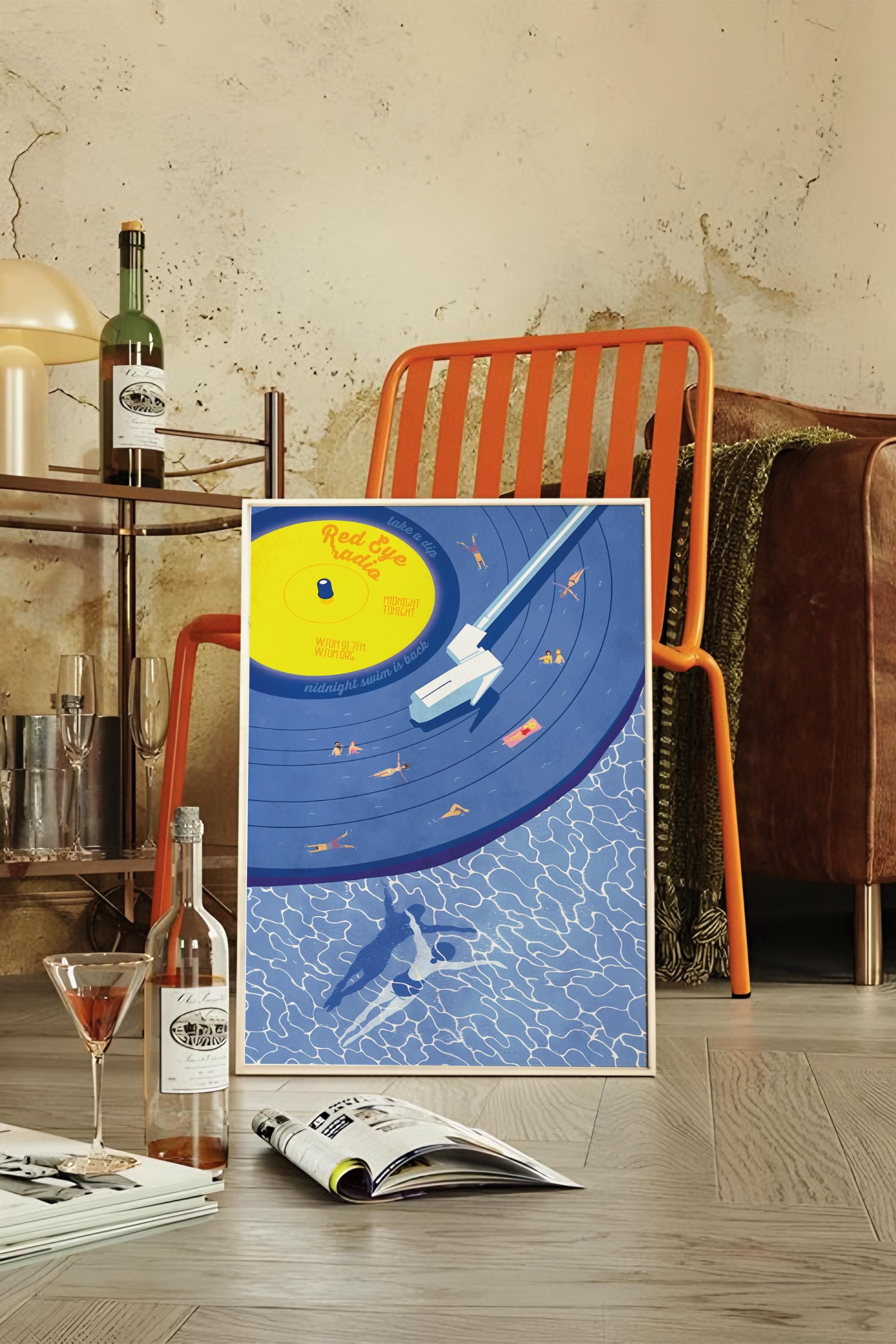 Swimming Lp No:2 Sanatsal Çerçevesiz Tasarım Poster Dolce Vita Koleksiyonu