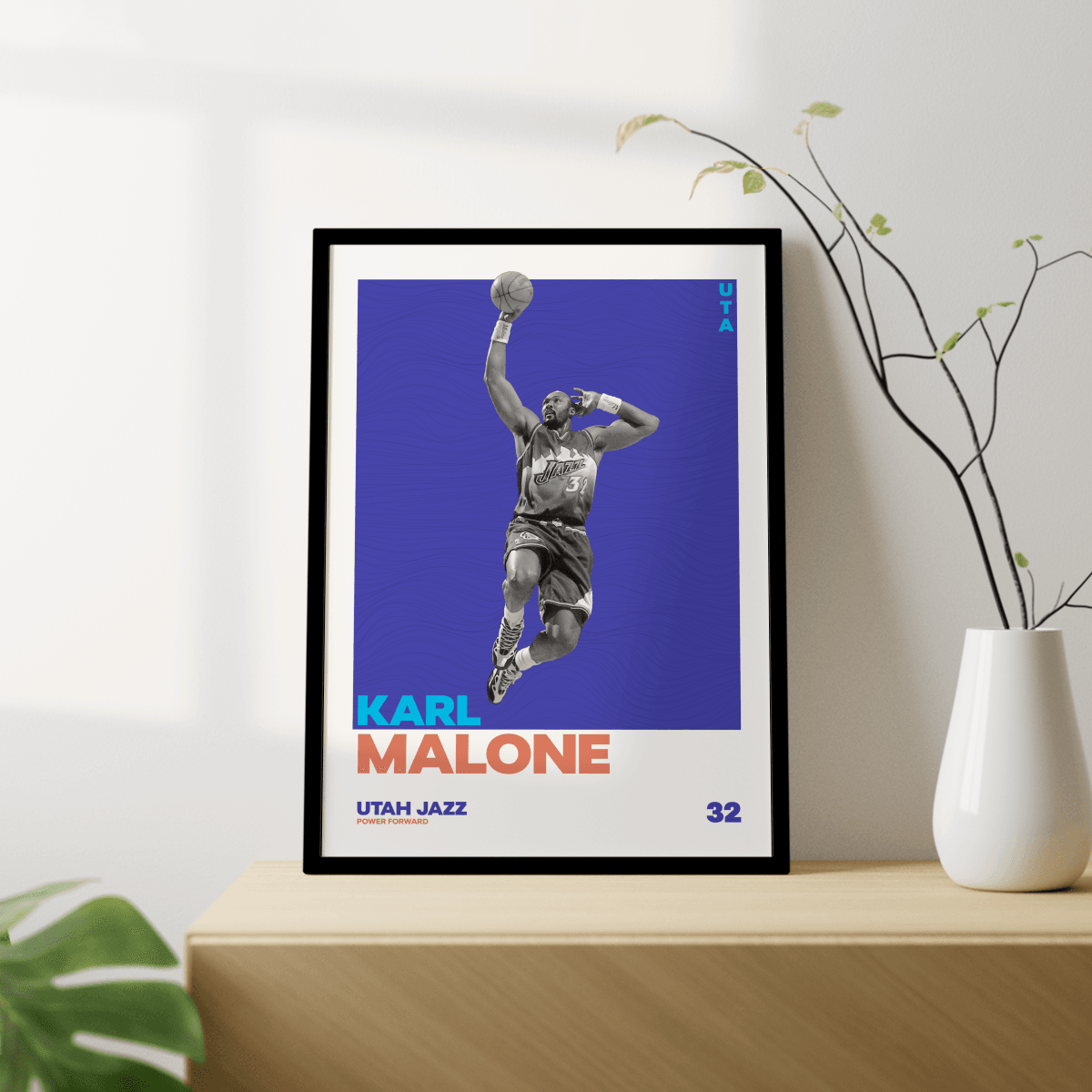 Karl Malone Tasarımlı Çerçevesiz Poster | NBA Efsaneleri Koleksiyonu