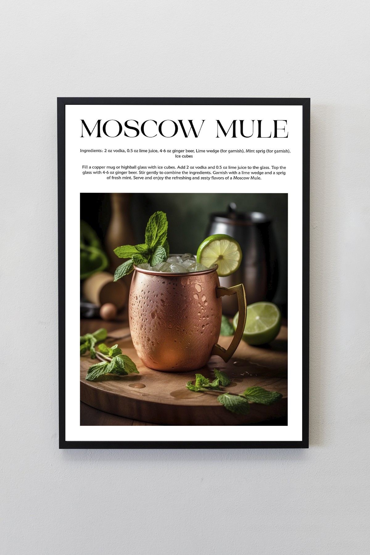 Moscow Mule Kokteyl Tarifleri Tasarımlı Çerçeveli Poster Tablo