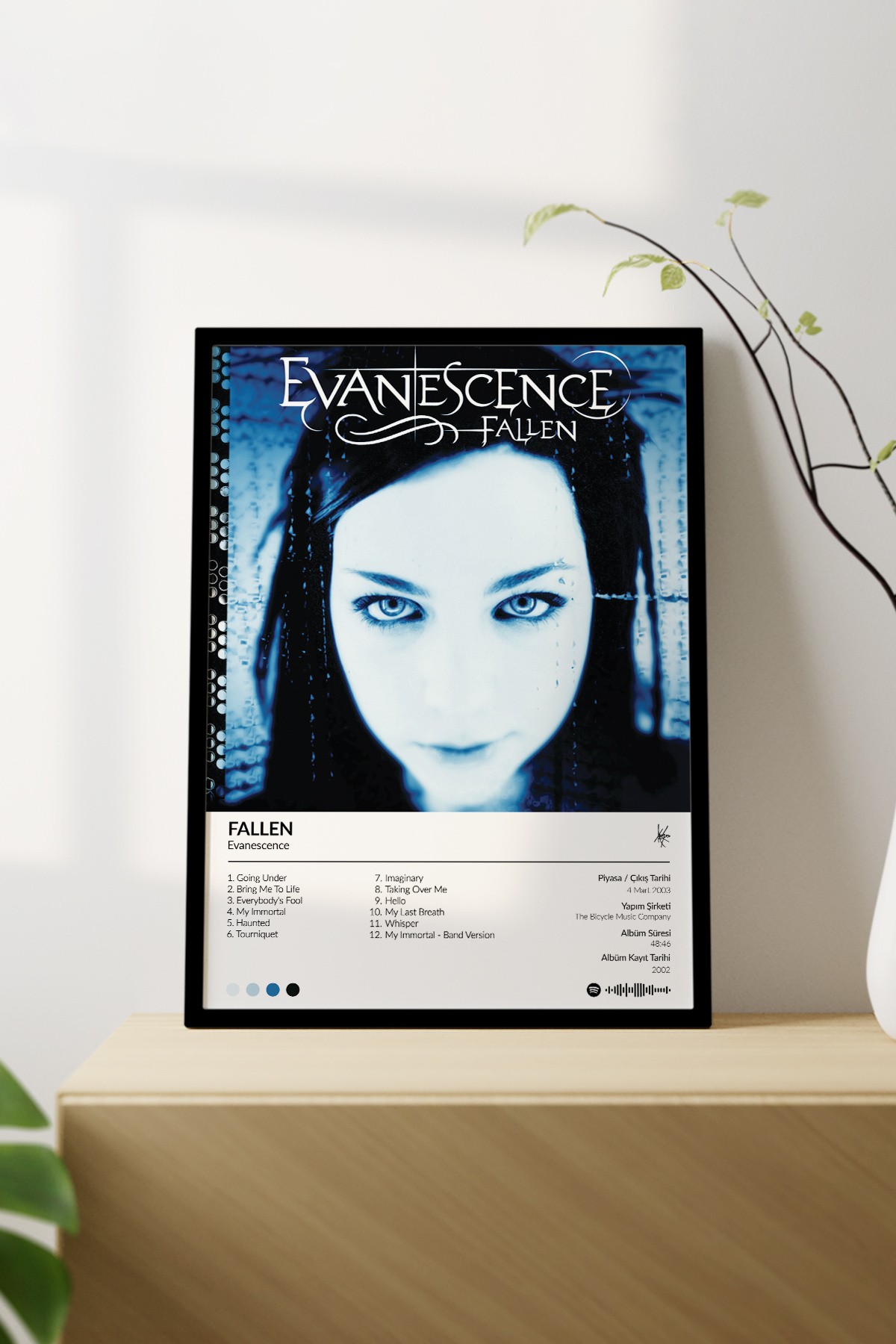 Evanescence Fallen Albümü Çerçevesiz Albüm Tasarımlı Spotify Poster